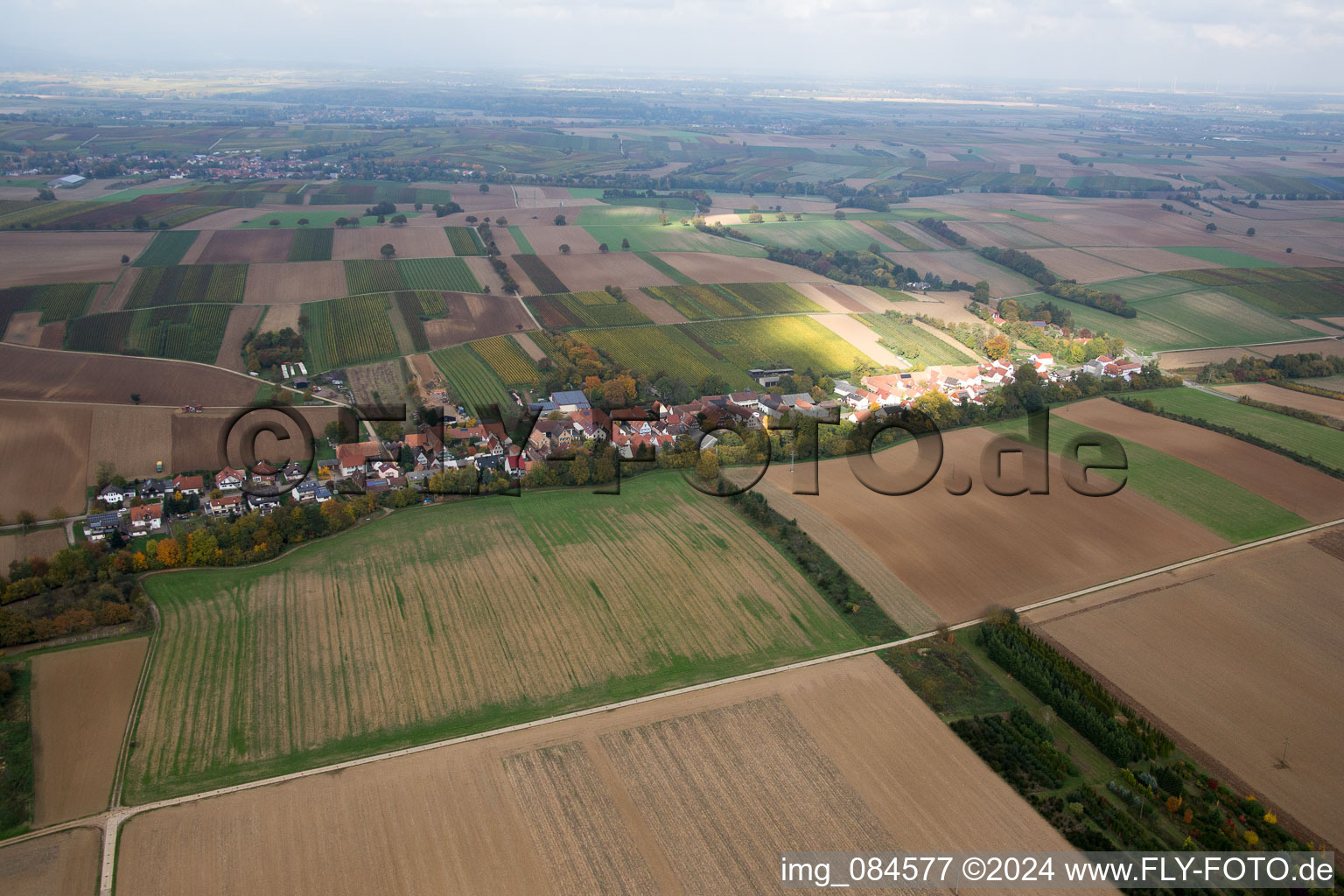 Vue oblique de Vollmersweiler dans le département Rhénanie-Palatinat, Allemagne