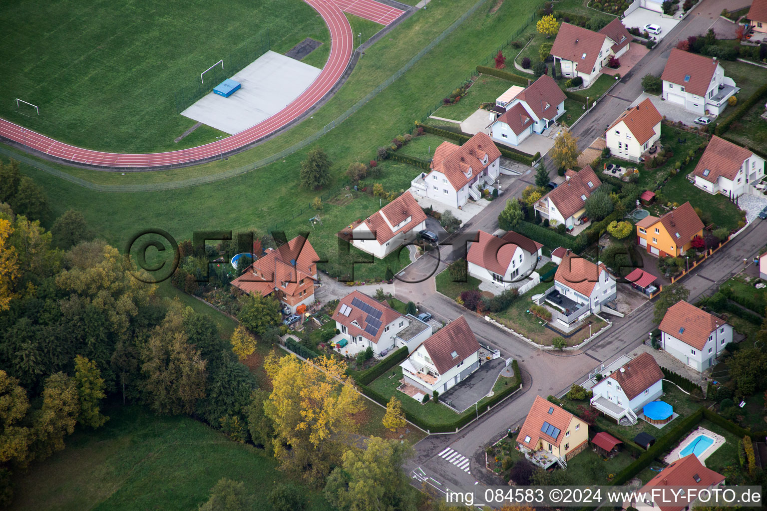 Quartier Altenstadt in Wissembourg dans le département Bas Rhin, France vue d'en haut