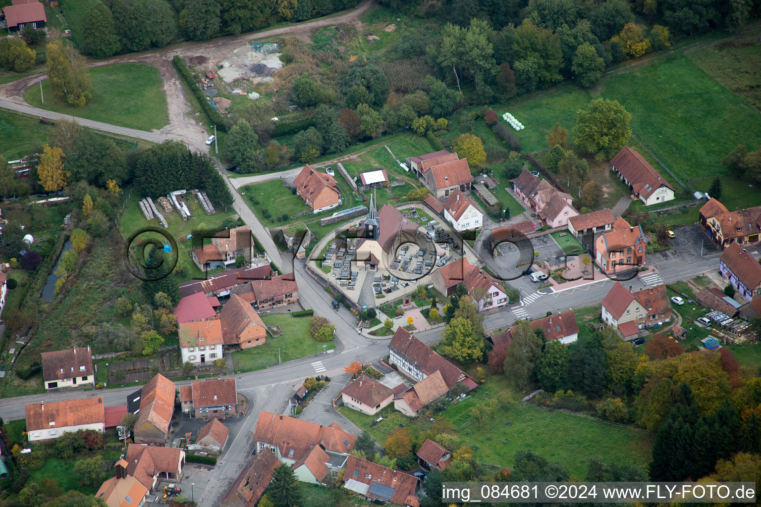 Vue oblique de Dambach dans le département Bas Rhin, France