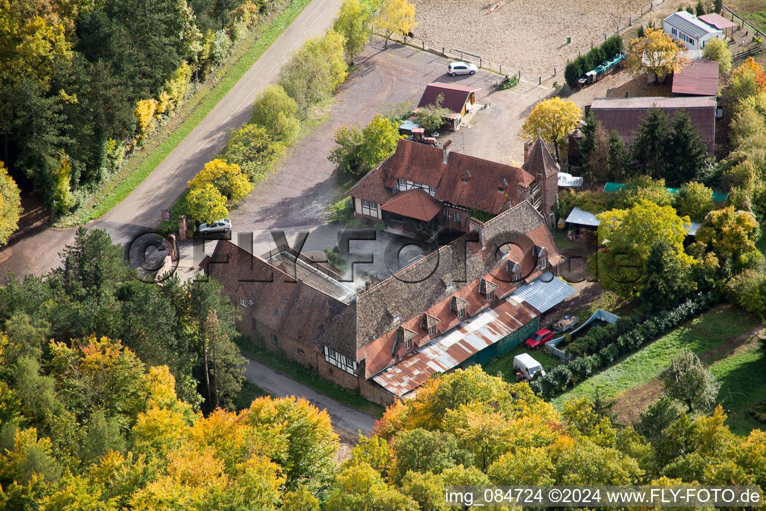 Villa le Riessack à Niederbronn-les-Bains dans le département Bas Rhin, France vue d'en haut