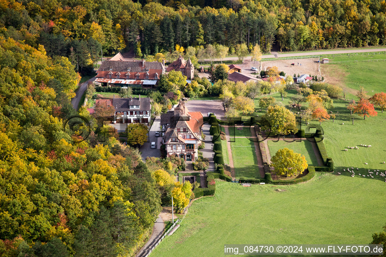 Vue aérienne de Centre rencontre Albert Schweitzer à Niederbronn-les-Bains dans le département Bas Rhin, France