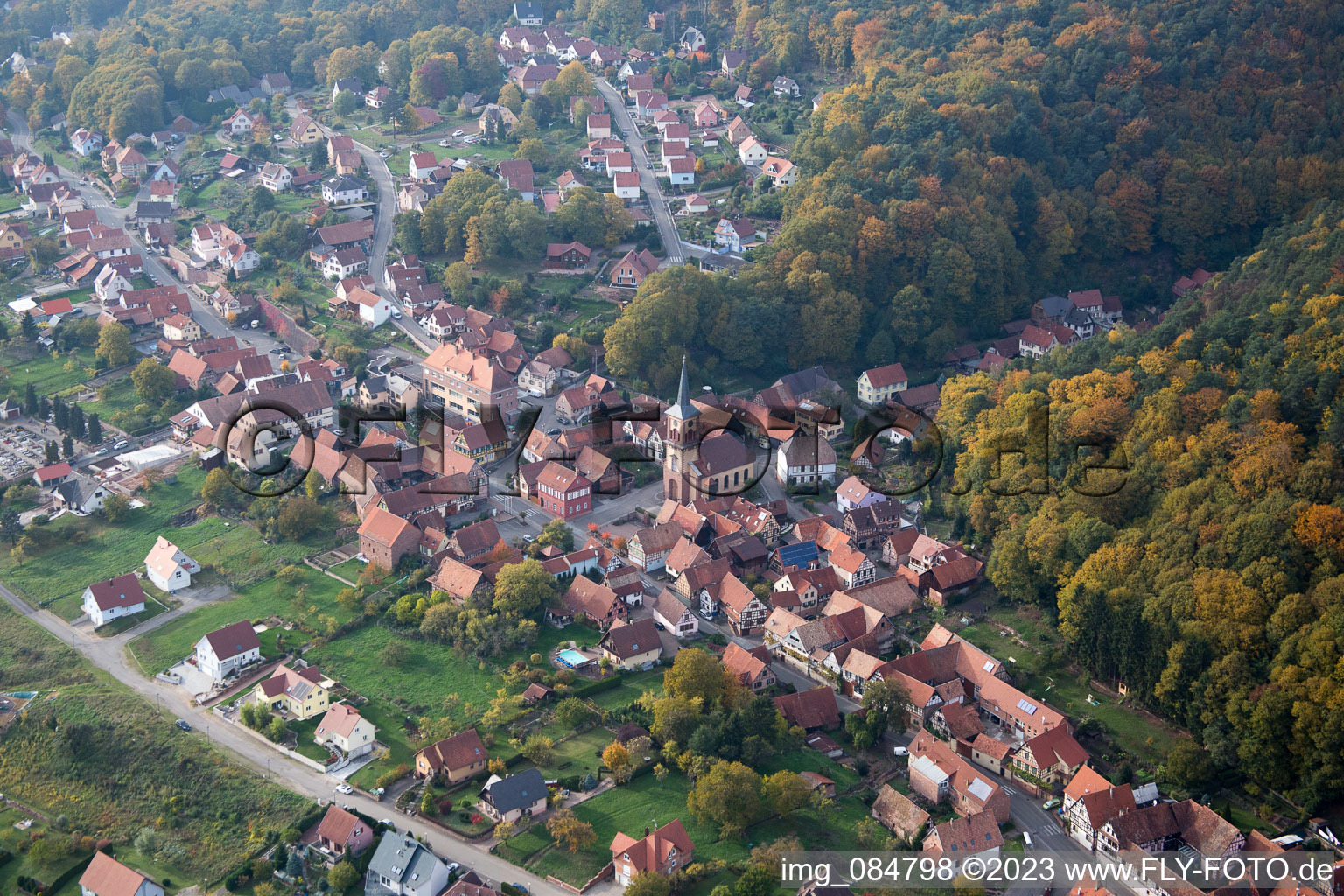 Photographie aérienne de Offwiller dans le département Bas Rhin, France