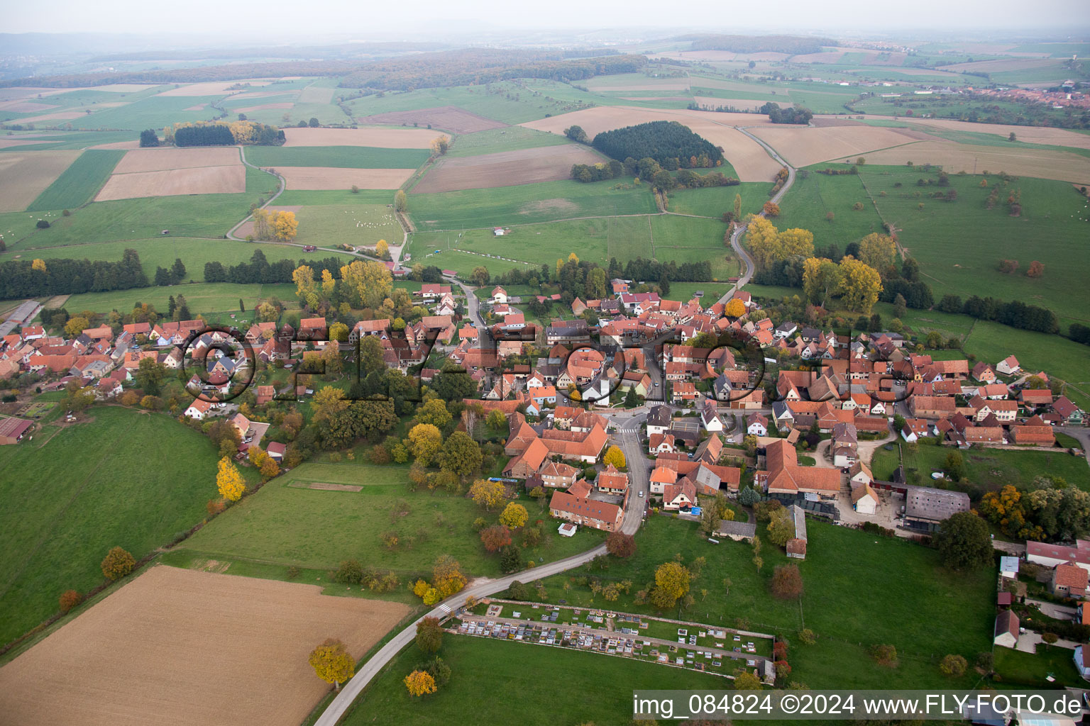 Vue aérienne de Mulhausen dans le département Bas Rhin, France