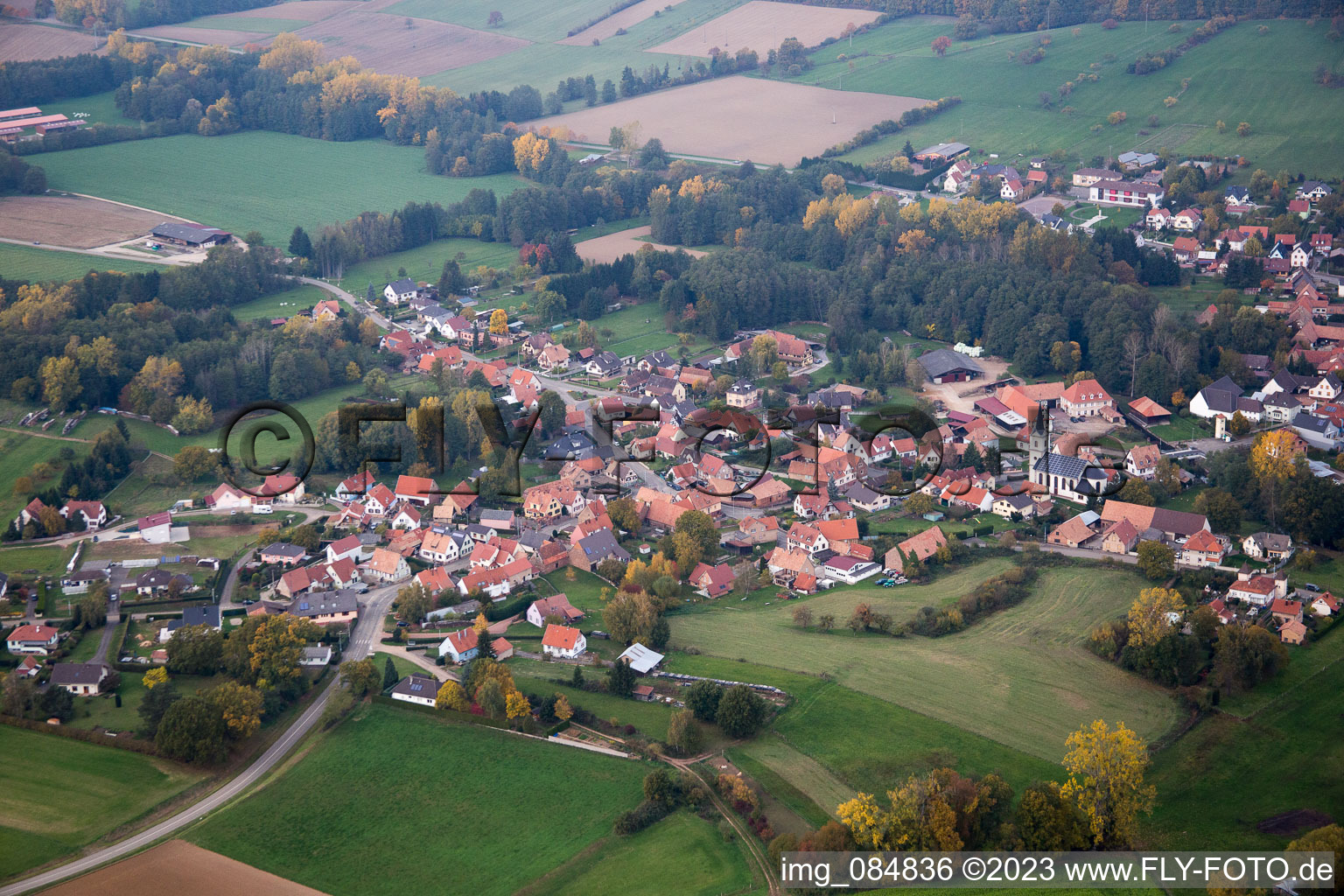 Vue aérienne de Gumbrechtshoffen dans le département Bas Rhin, France