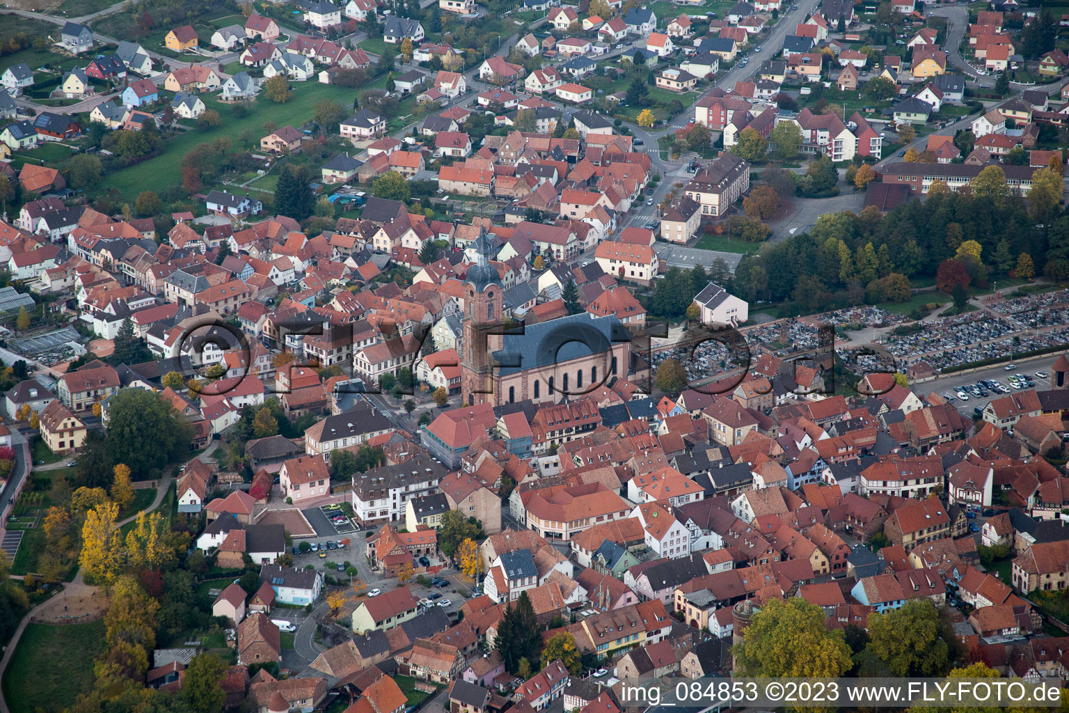 Vue oblique de Reichshoffen dans le département Bas Rhin, France