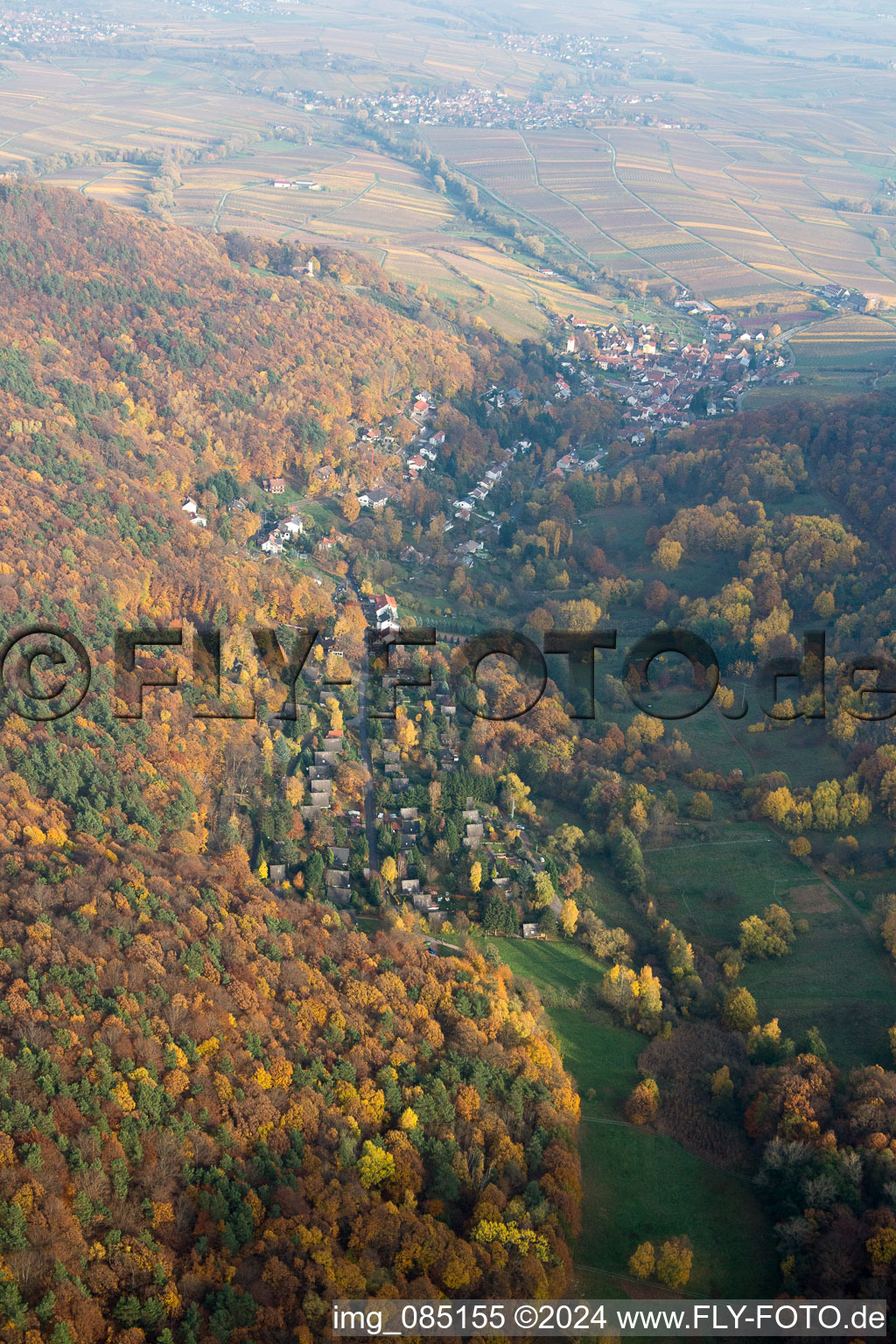 Photographie aérienne de Vallée de Birnbachtal à Leinsweiler dans le département Rhénanie-Palatinat, Allemagne