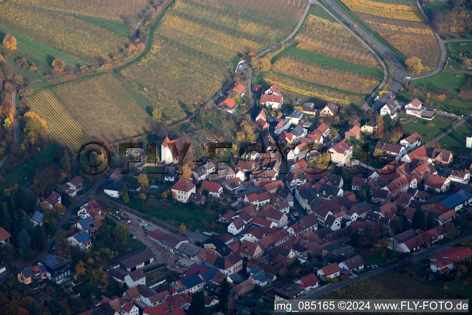 Vue oblique de Leinsweiler dans le département Rhénanie-Palatinat, Allemagne