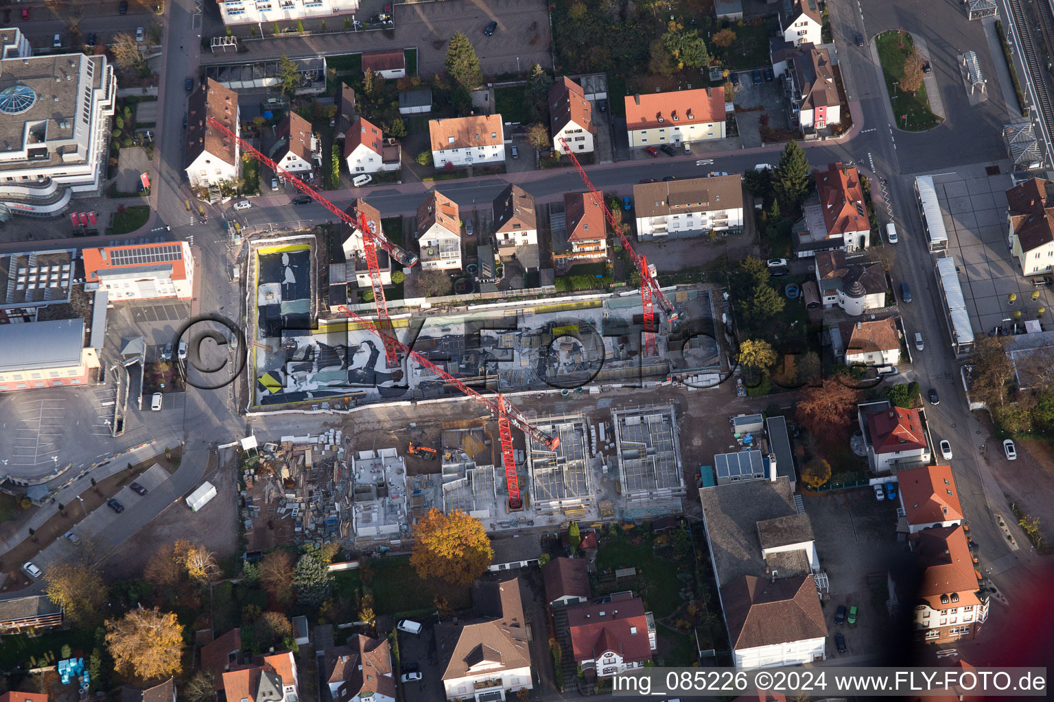 Vue d'oiseau de Nouveau quartier de développement « Au centre-ville » entre la Bismarckstrasse et la Gartenstrasse à Kandel dans le département Rhénanie-Palatinat, Allemagne