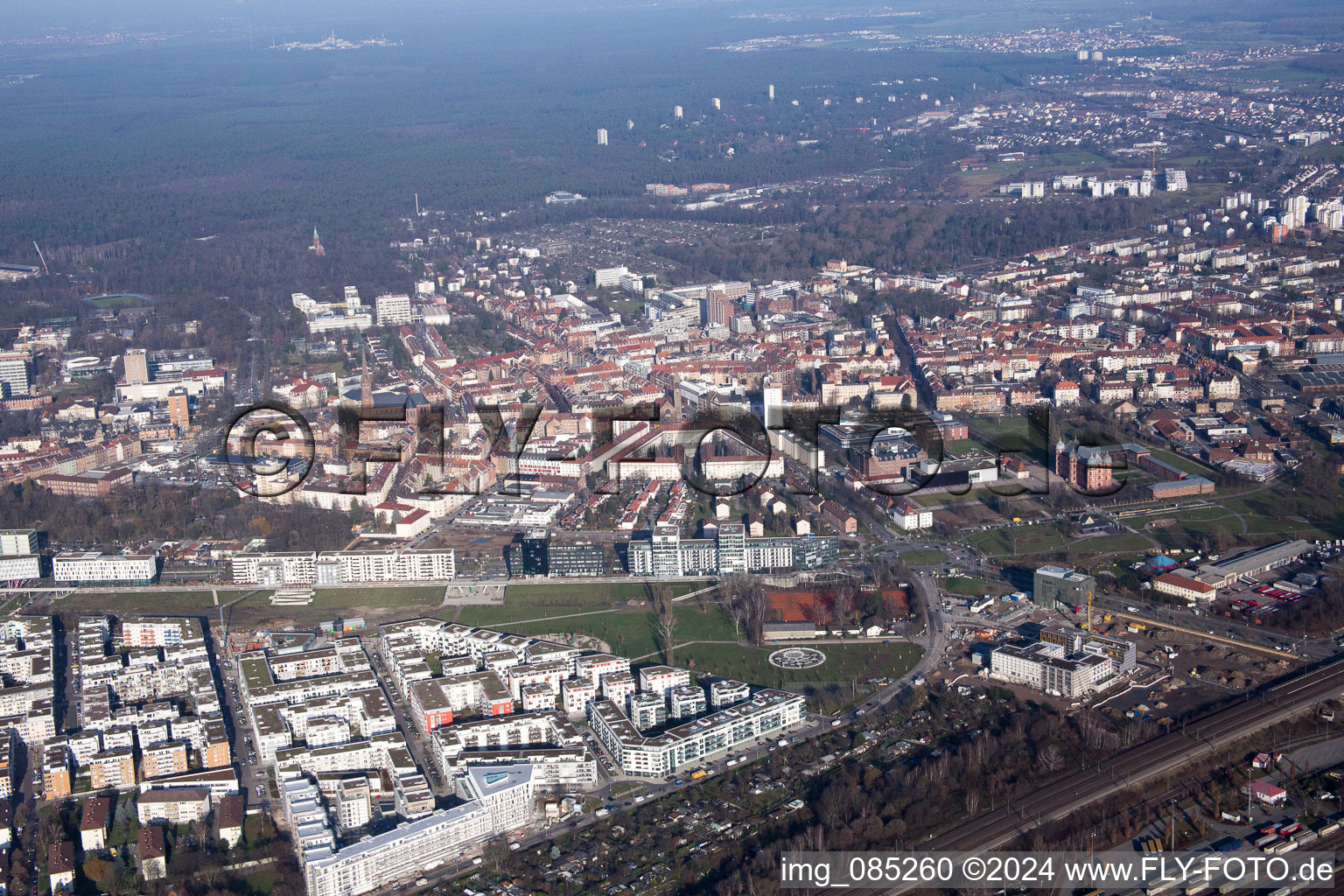 Quartier Rintheim in Karlsruhe dans le département Bade-Wurtemberg, Allemagne depuis l'avion