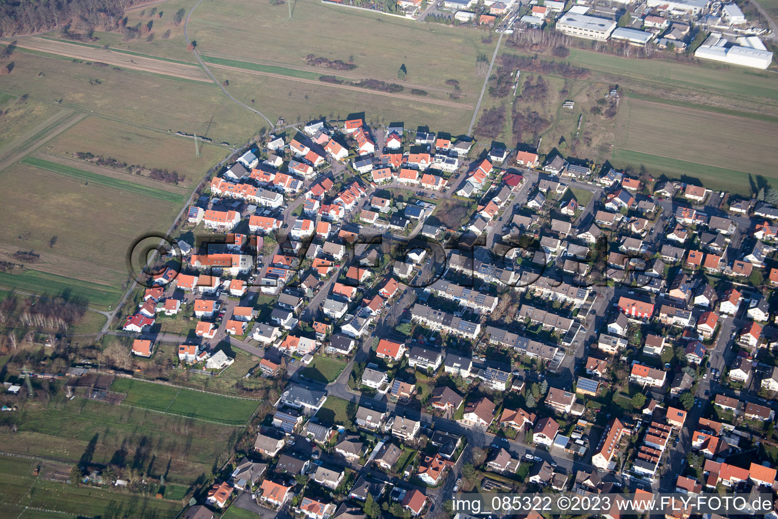 Vue aérienne de Quartier Spöck in Stutensee dans le département Bade-Wurtemberg, Allemagne