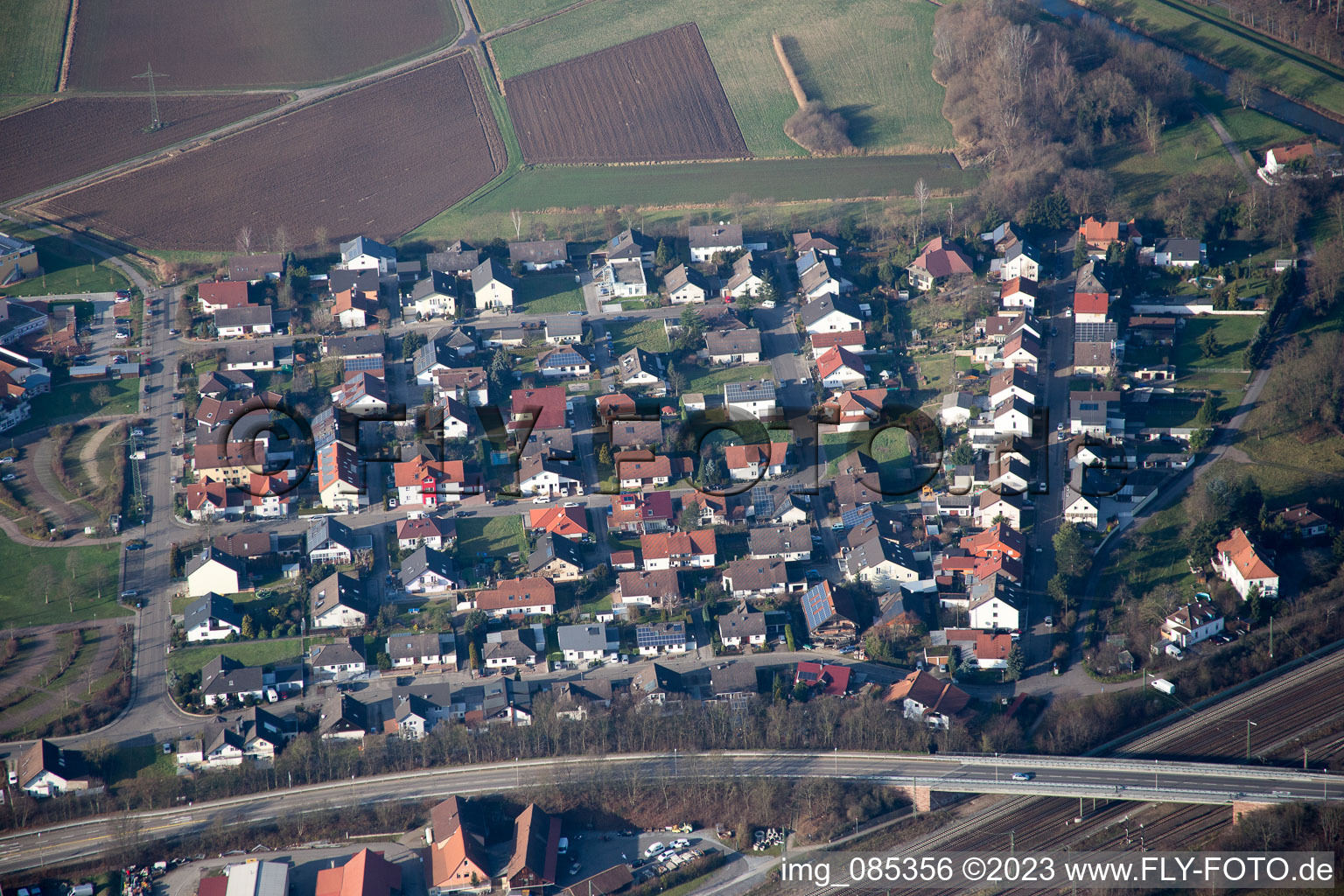 Quartier Graben in Graben-Neudorf dans le département Bade-Wurtemberg, Allemagne vue du ciel