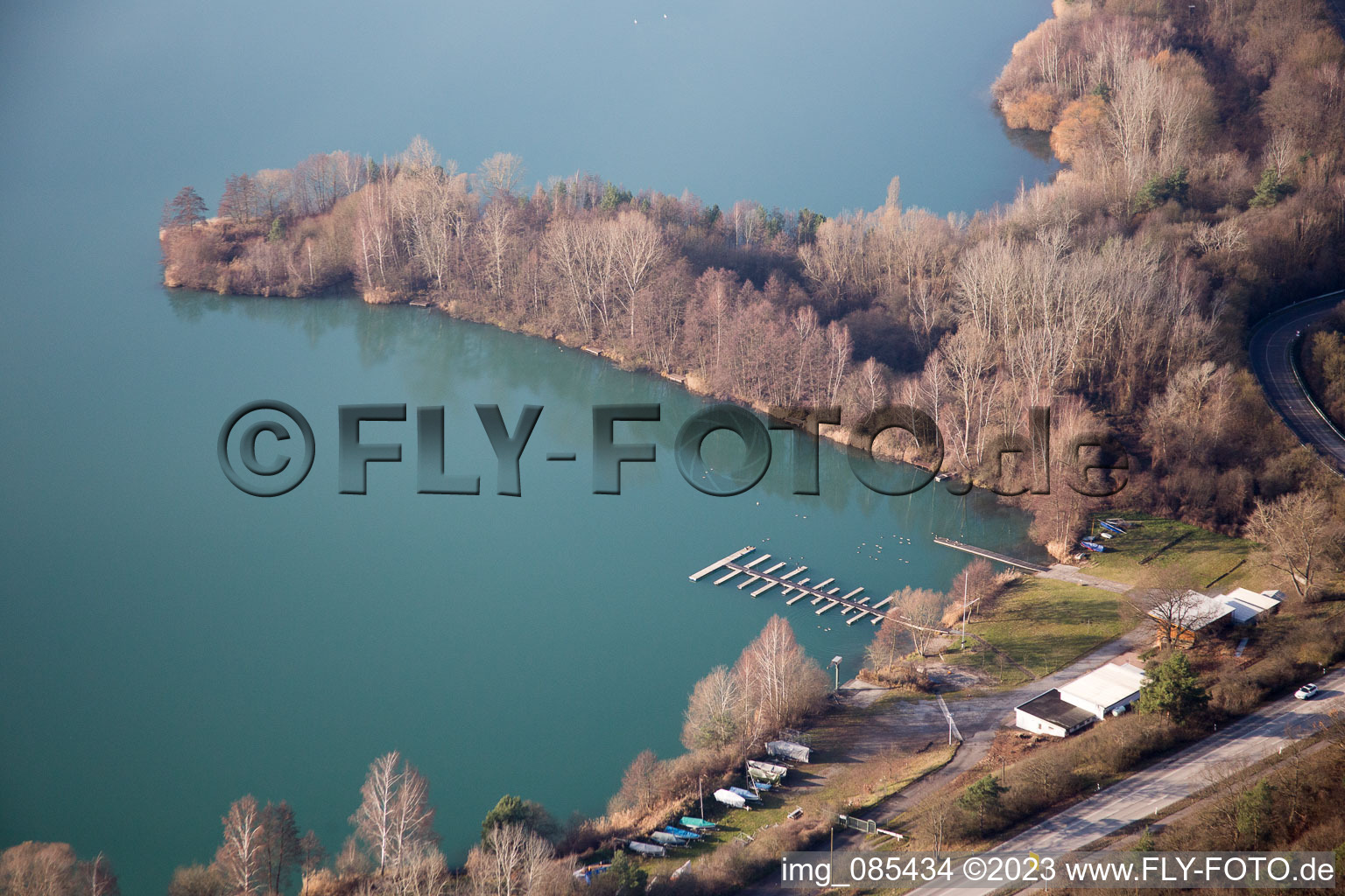 Vue aérienne de Club de voile Graben Neudorf à le quartier Neudorf in Graben-Neudorf dans le département Bade-Wurtemberg, Allemagne