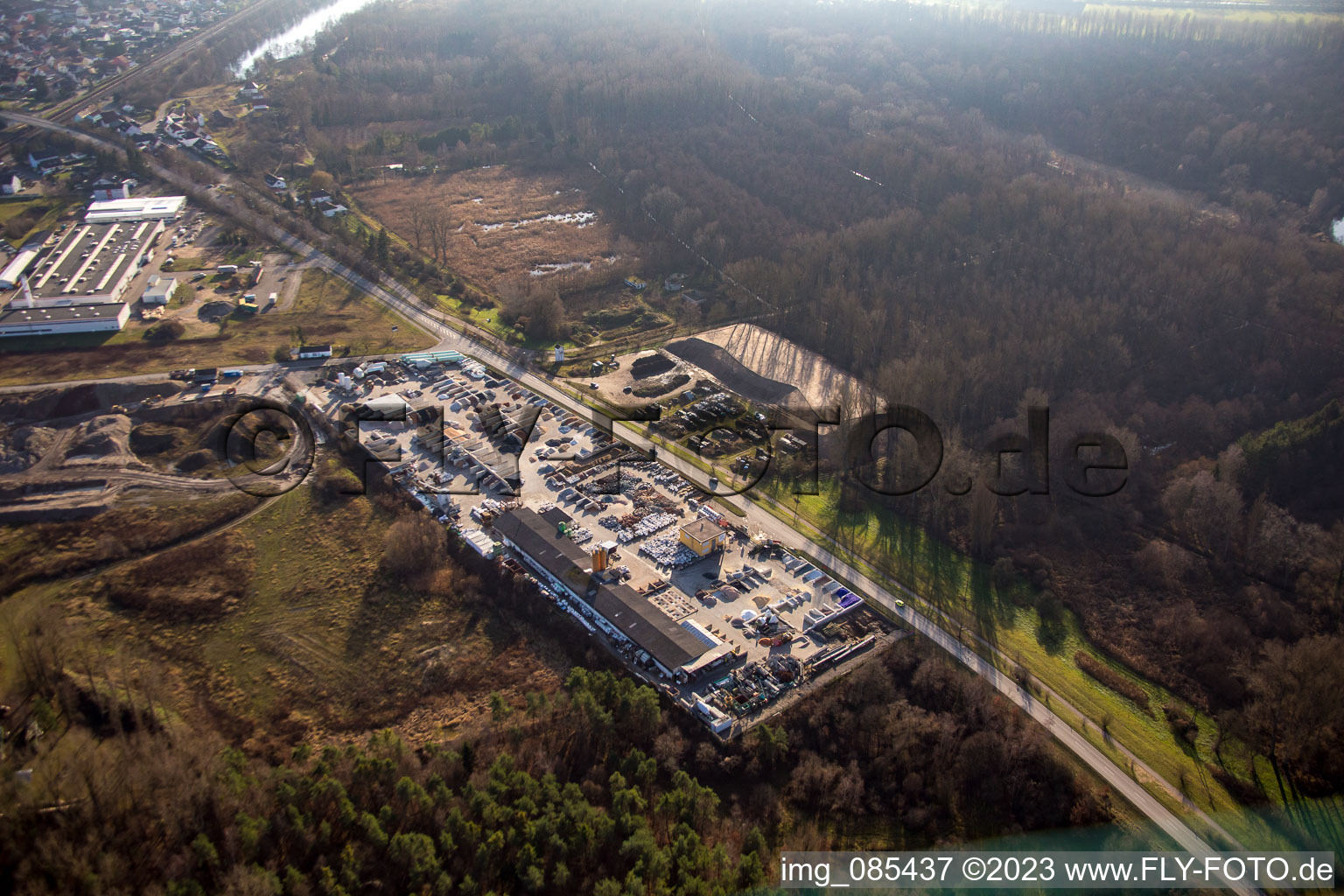 Vue aérienne de Gravier de jardin à le quartier Neudorf in Graben-Neudorf dans le département Bade-Wurtemberg, Allemagne