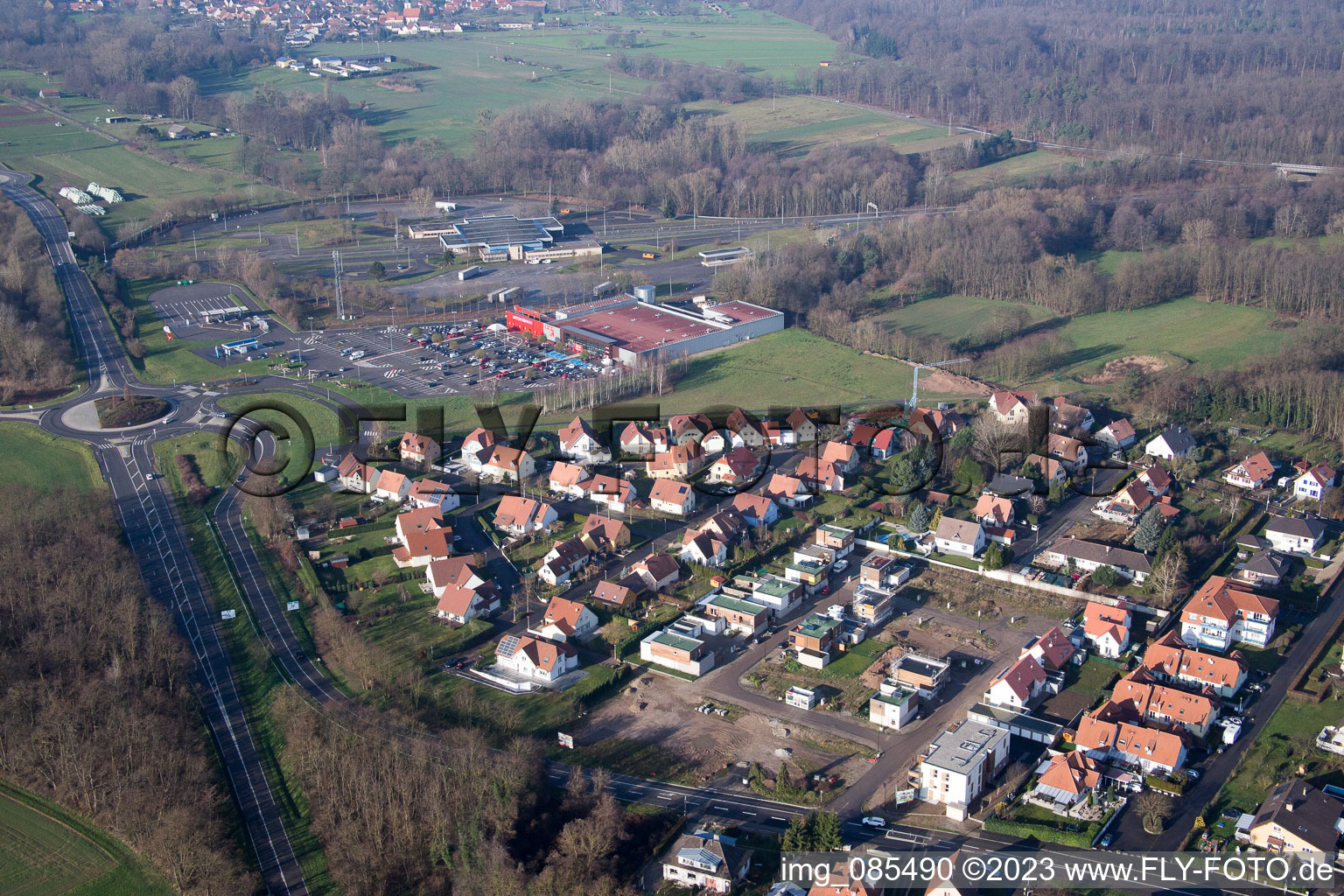 Vue aérienne de Lauterbourg dans le département Bas Rhin, France