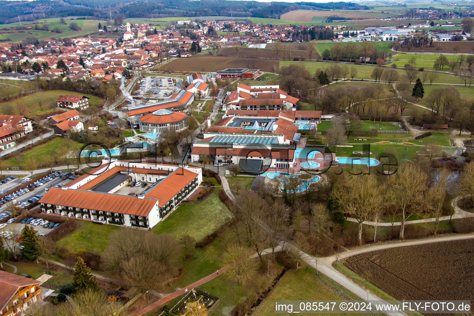 Vue aérienne de Thermes Rottal à le quartier Aunham in Bad Birnbach dans le département Bavière, Allemagne