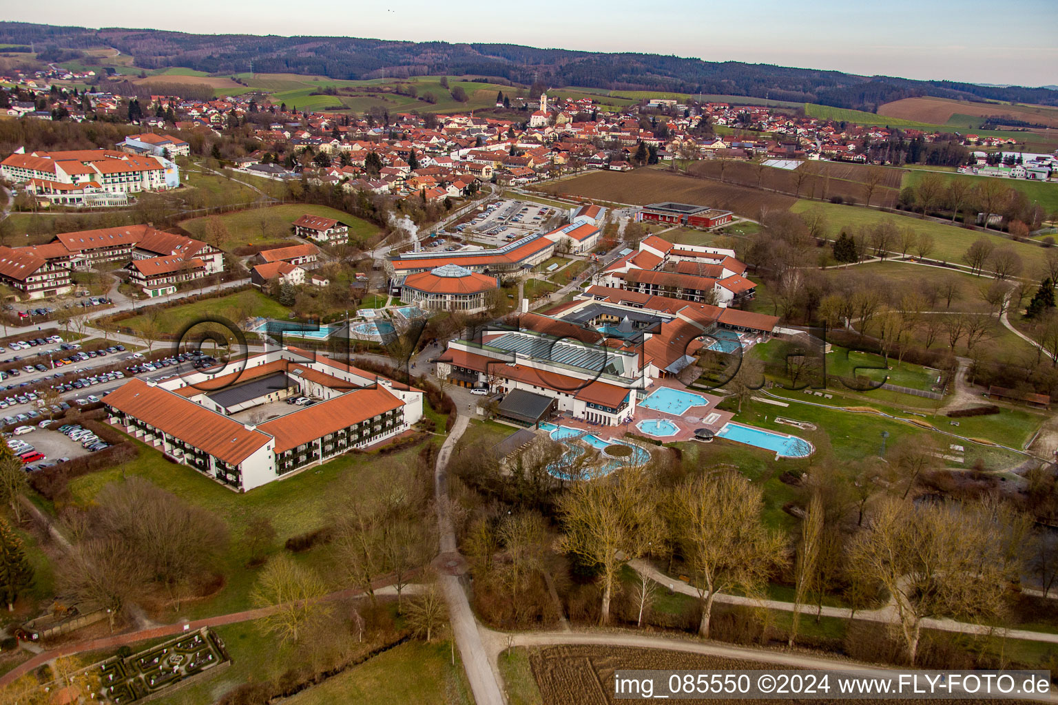 Vue oblique de Thermes Rottal à le quartier Aunham in Bad Birnbach dans le département Bavière, Allemagne