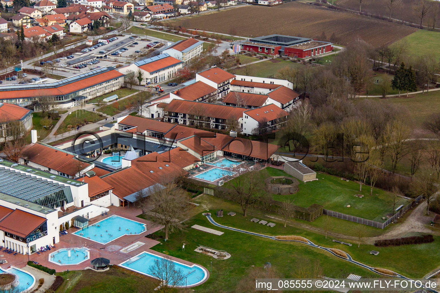 Thermes Rottal à le quartier Aunham in Bad Birnbach dans le département Bavière, Allemagne d'en haut