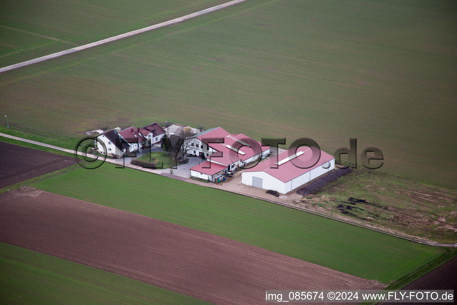 Vue aérienne de Domaine viticole Rosenhof à Steinweiler dans le département Rhénanie-Palatinat, Allemagne