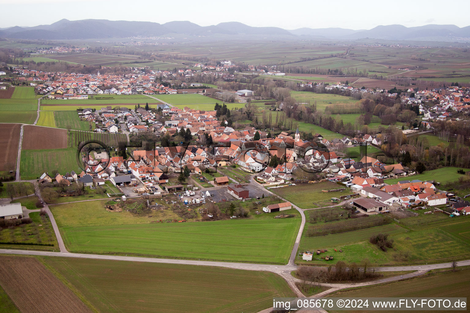 Quartier Mühlhofen in Billigheim-Ingenheim dans le département Rhénanie-Palatinat, Allemagne vue d'en haut