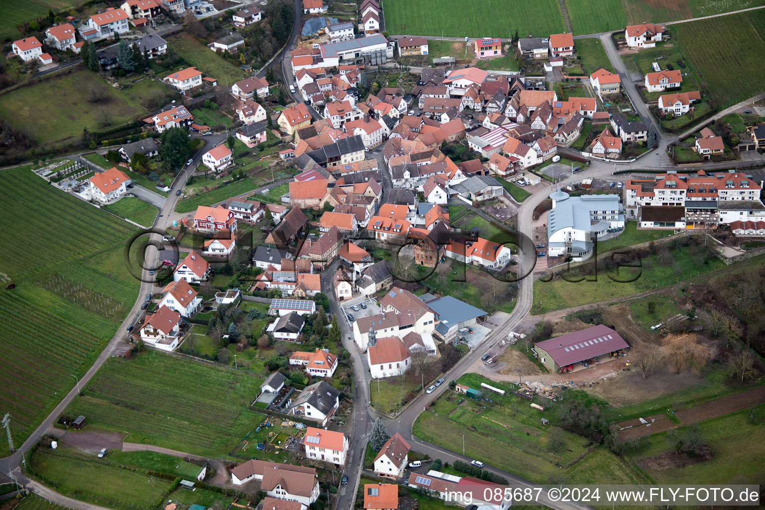 Vue aérienne de Terrasses du Palatinat du Sud à le quartier Gleiszellen in Gleiszellen-Gleishorbach dans le département Rhénanie-Palatinat, Allemagne