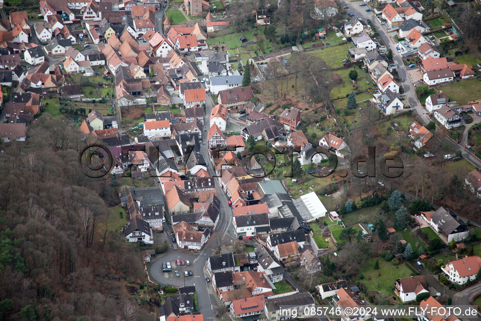 Vue d'oiseau de Dörrenbach dans le département Rhénanie-Palatinat, Allemagne