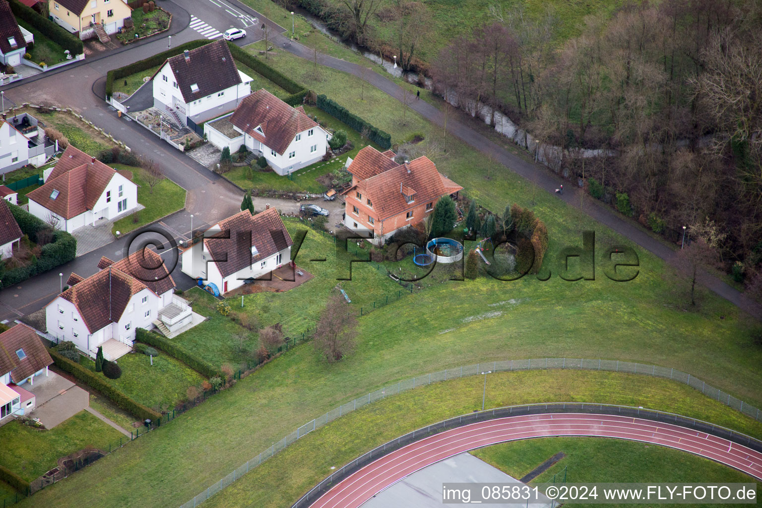 Quartier Altenstadt in Wissembourg dans le département Bas Rhin, France d'en haut