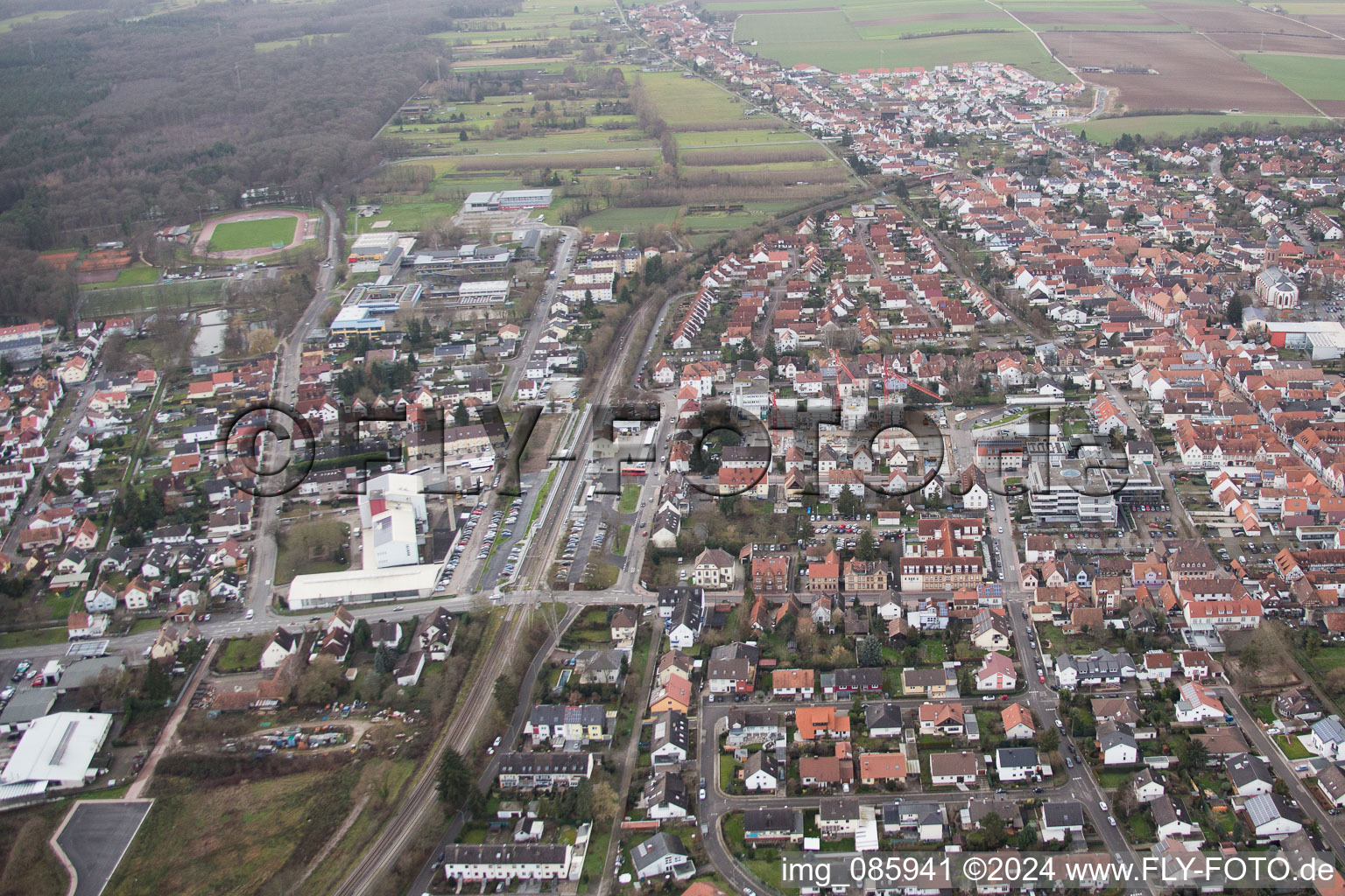 Vue d'oiseau de Kandel dans le département Rhénanie-Palatinat, Allemagne