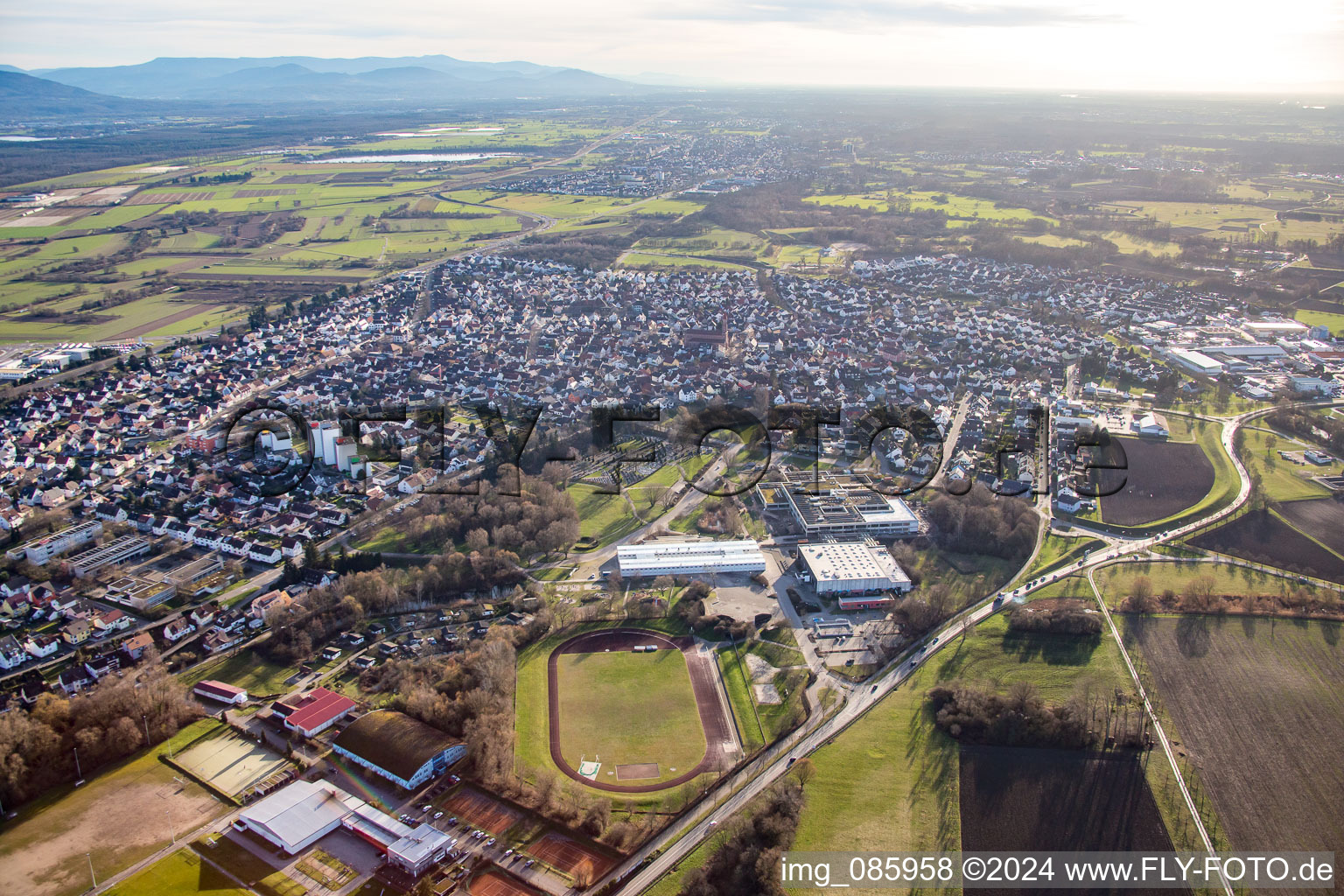 Vue aérienne de Salle celtique à le quartier Mörsch in Rheinstetten dans le département Bade-Wurtemberg, Allemagne