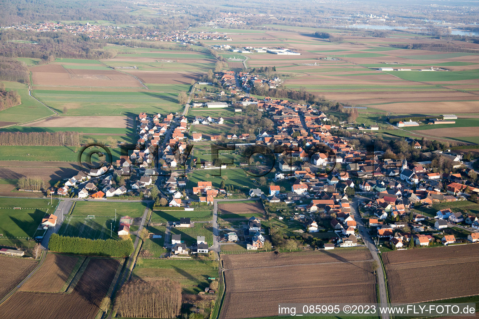 Vue oblique de Salmbach dans le département Bas Rhin, France