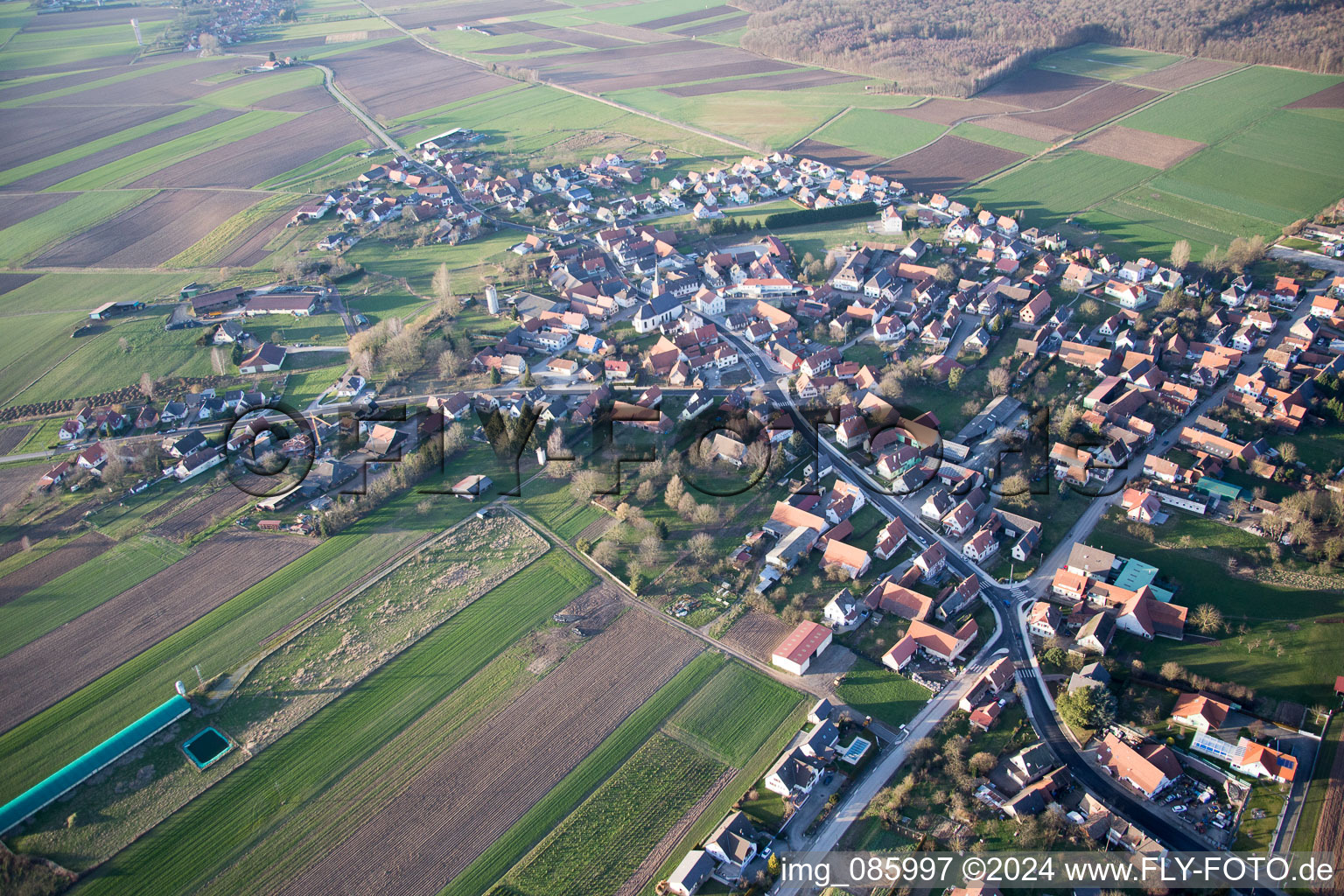 Salmbach dans le département Bas Rhin, France d'en haut