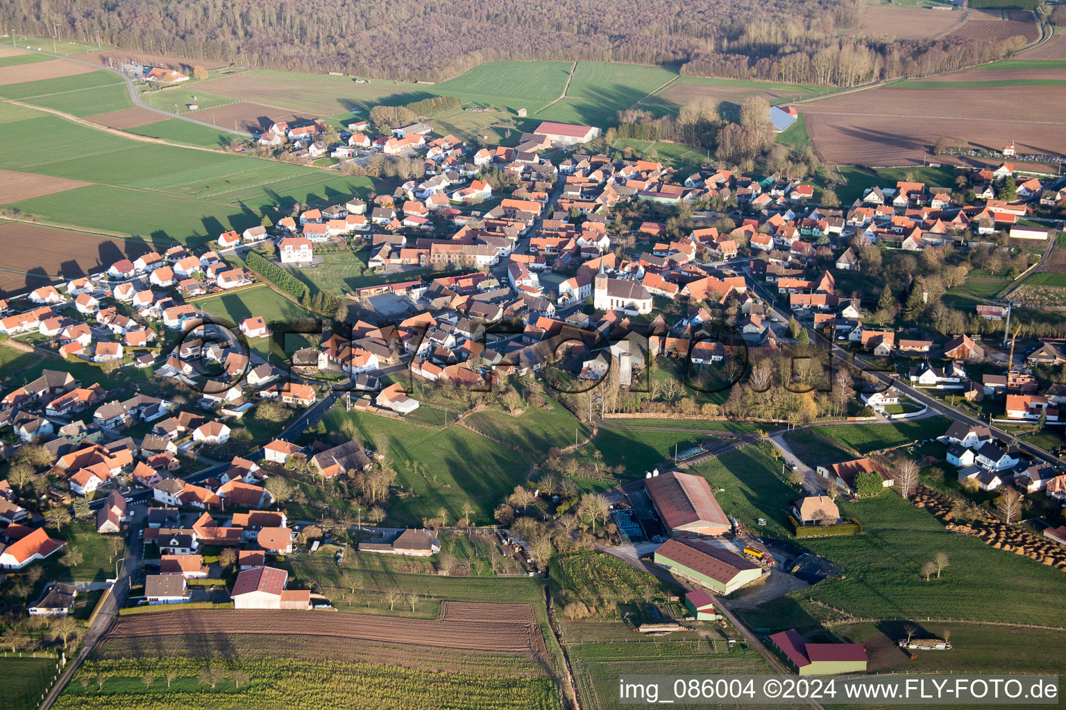 Salmbach dans le département Bas Rhin, France depuis l'avion