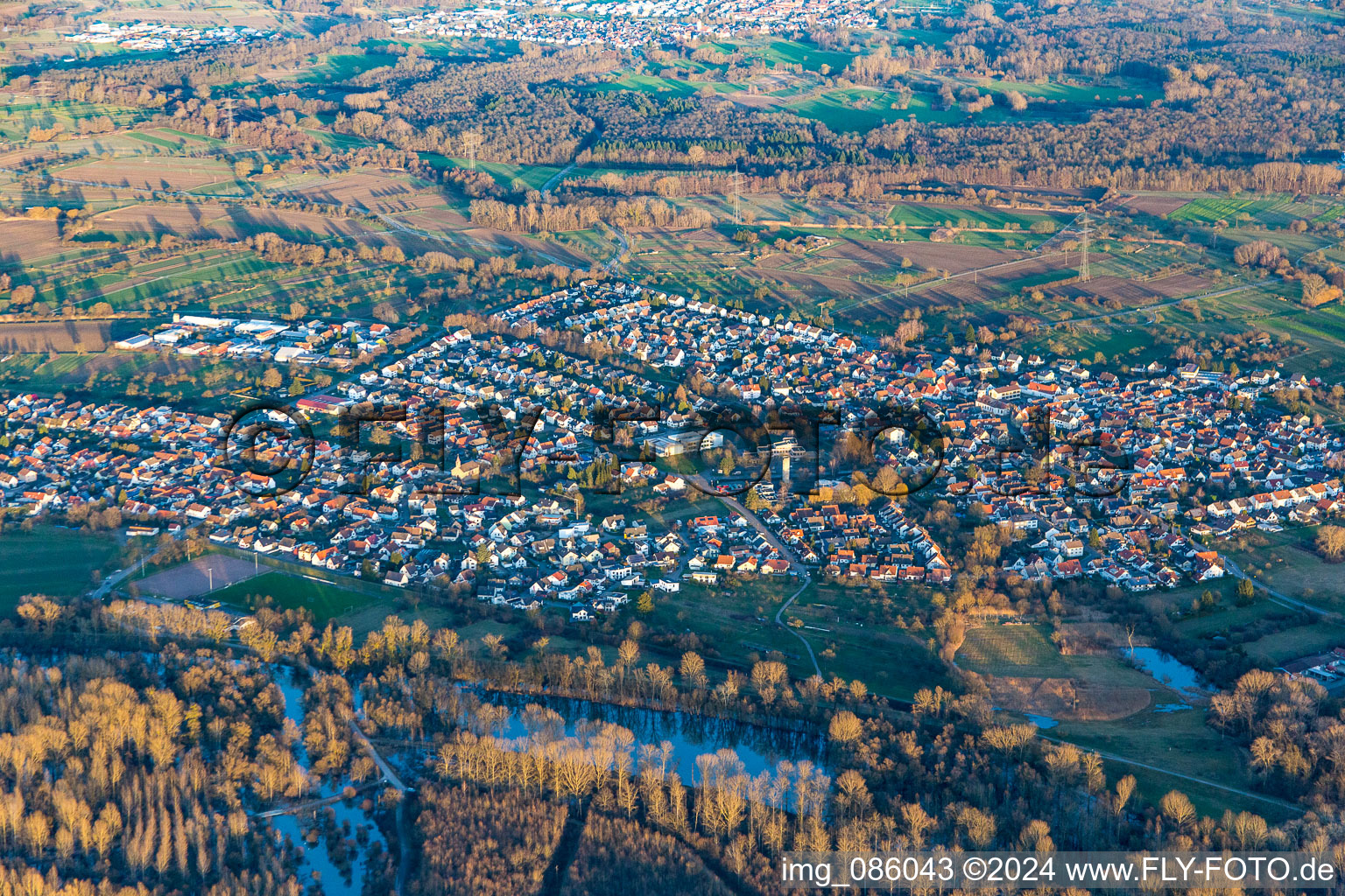 Photographie aérienne de Ilingen à le quartier Illingen in Elchesheim-Illingen dans le département Bade-Wurtemberg, Allemagne