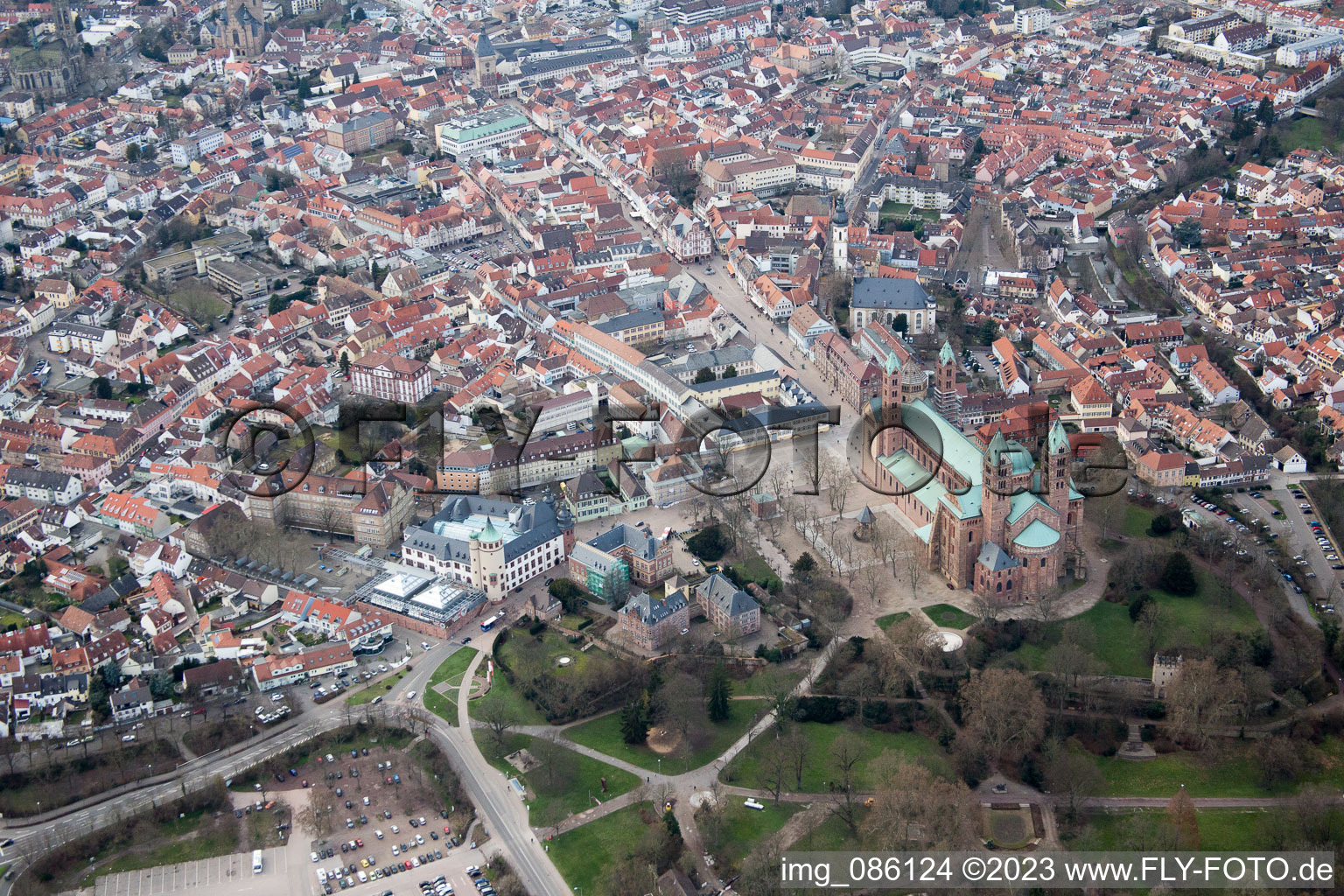 Photographie aérienne de Cathédrale à Speyer dans le département Rhénanie-Palatinat, Allemagne
