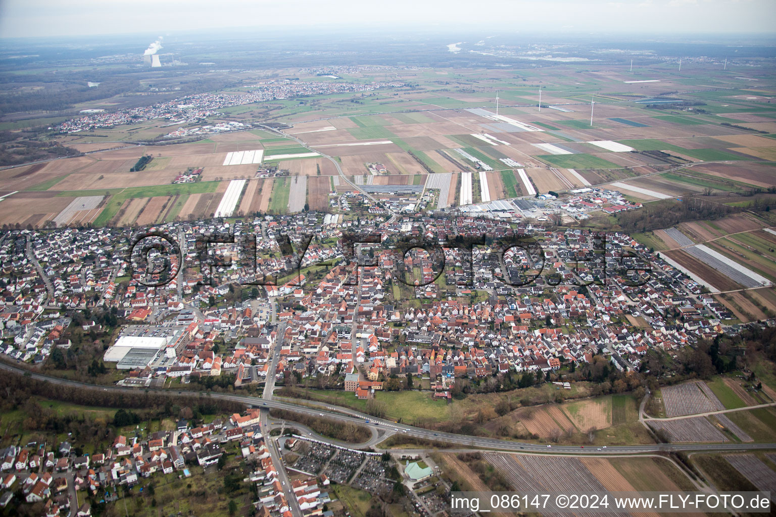 Dudenhofen dans le département Rhénanie-Palatinat, Allemagne vue d'en haut