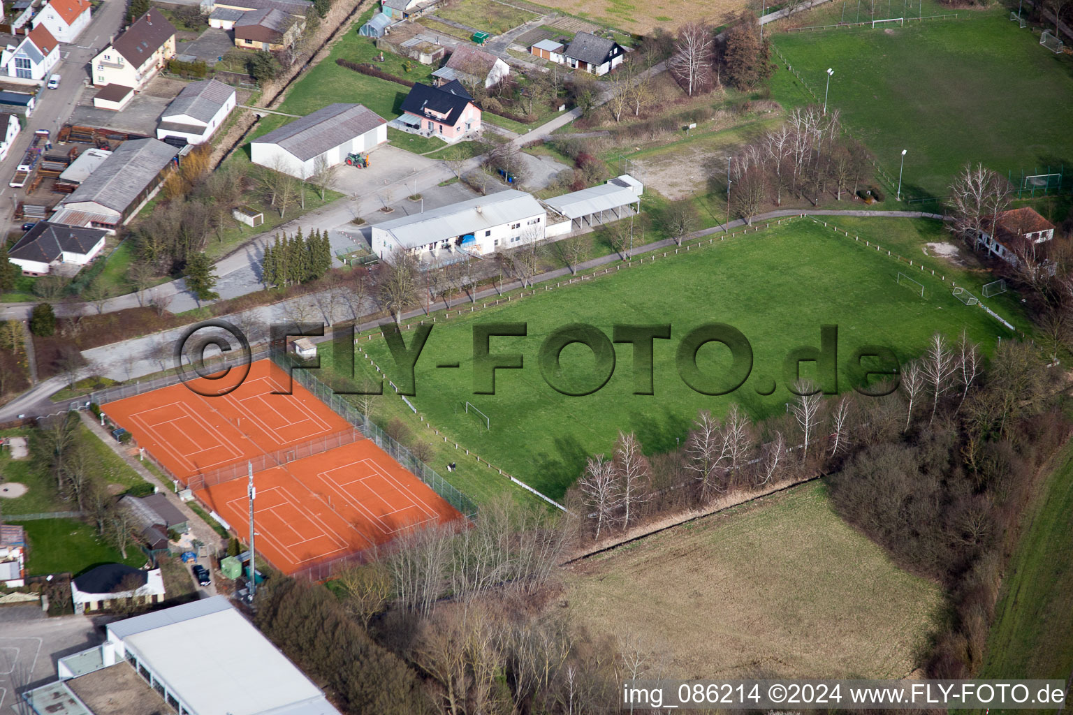 Vue aérienne de TC SW Russheim à le quartier Rußheim in Dettenheim dans le département Bade-Wurtemberg, Allemagne