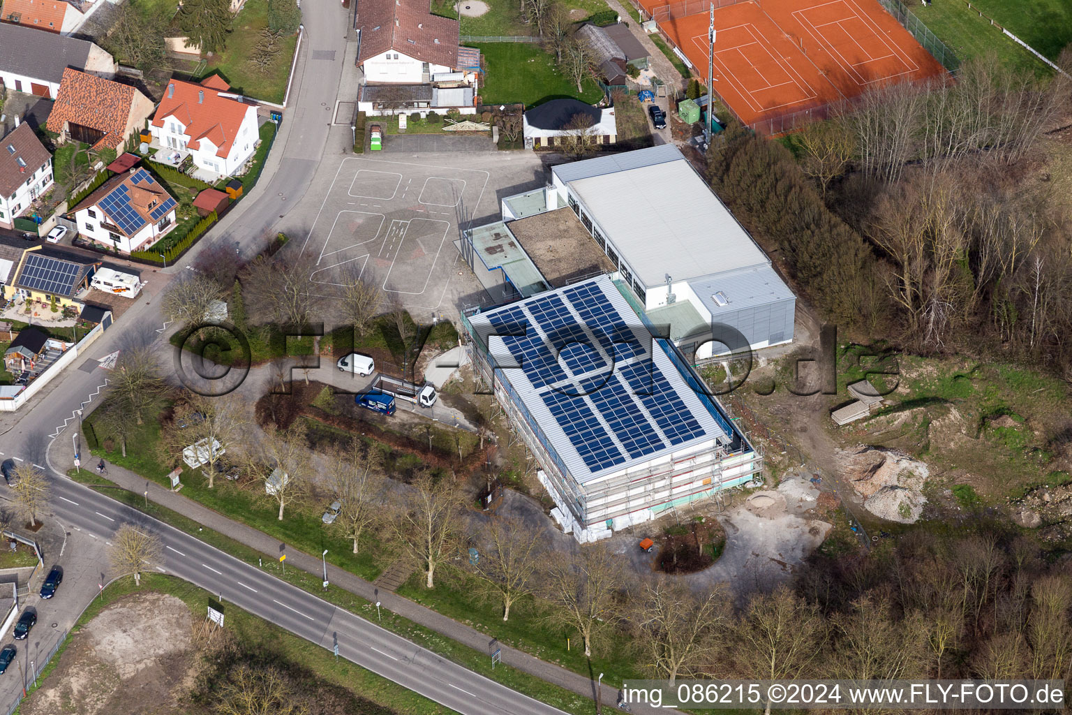 Vue aérienne de Salle de réception Pfinzhalle à le quartier Rußheim in Dettenheim dans le département Bade-Wurtemberg, Allemagne