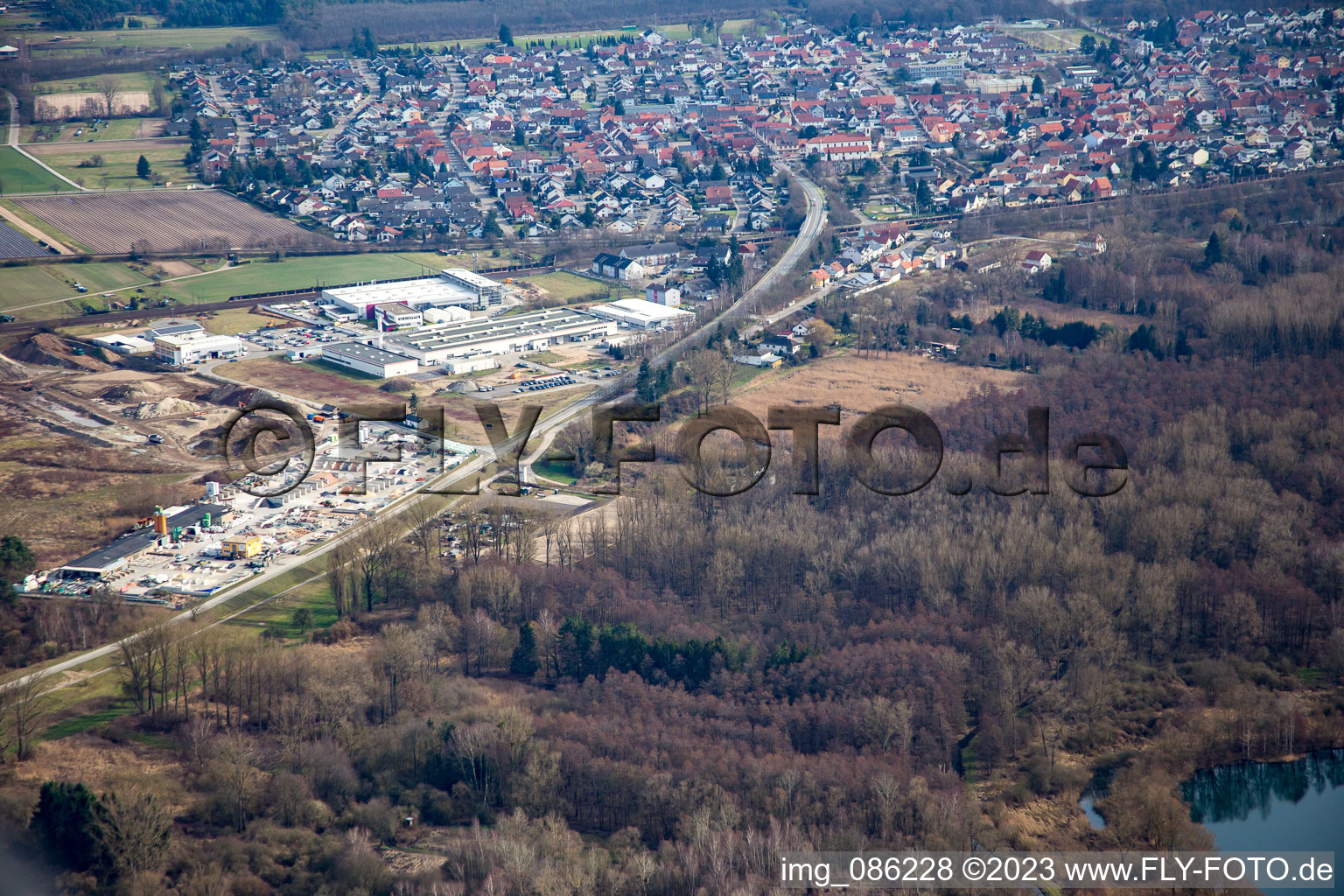 Photographie aérienne de Gravier de jardin à le quartier Neudorf in Graben-Neudorf dans le département Bade-Wurtemberg, Allemagne