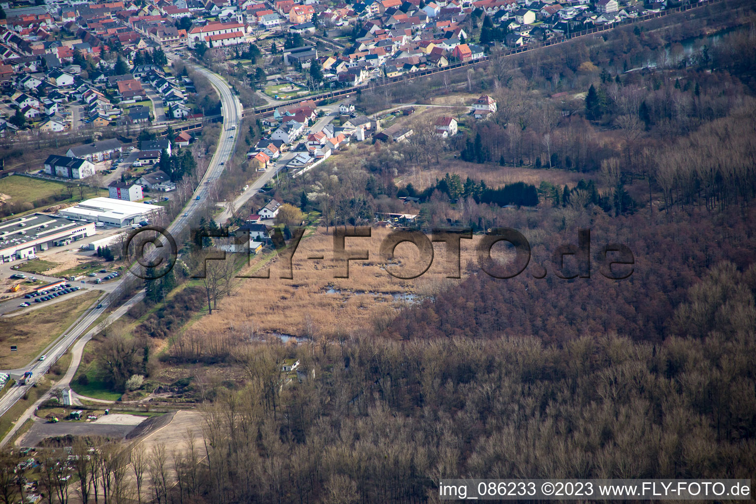 Vue oblique de Quartier Neudorf in Graben-Neudorf dans le département Bade-Wurtemberg, Allemagne