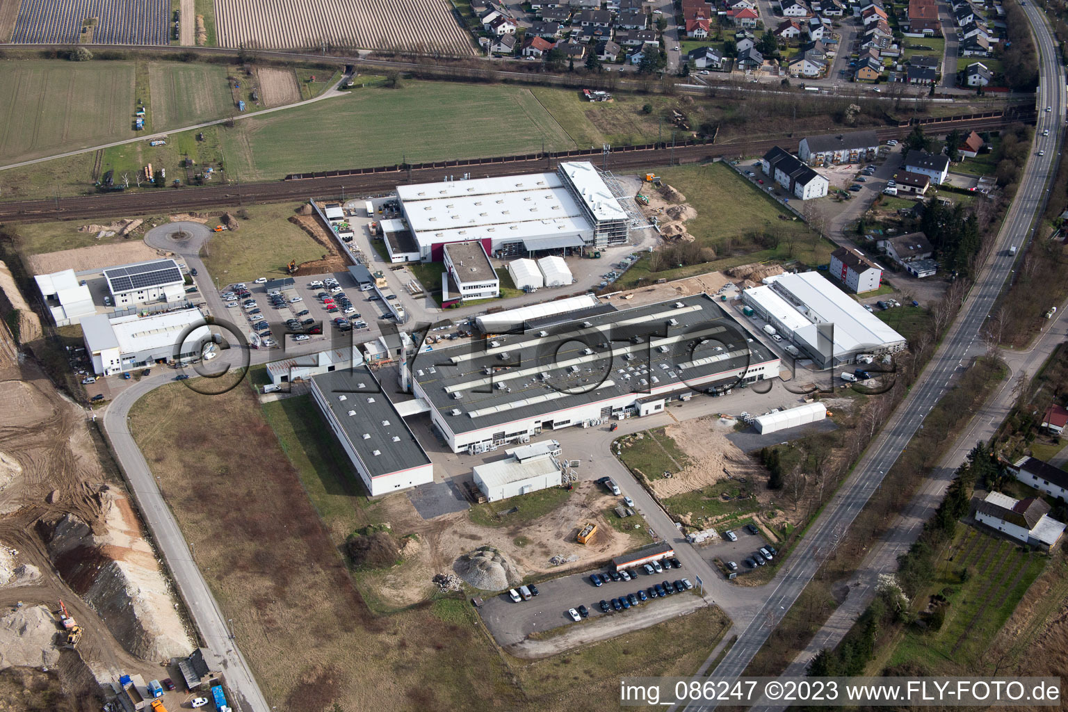 Photographie aérienne de Zone industrielle Siemensstr à le quartier Neudorf in Graben-Neudorf dans le département Bade-Wurtemberg, Allemagne