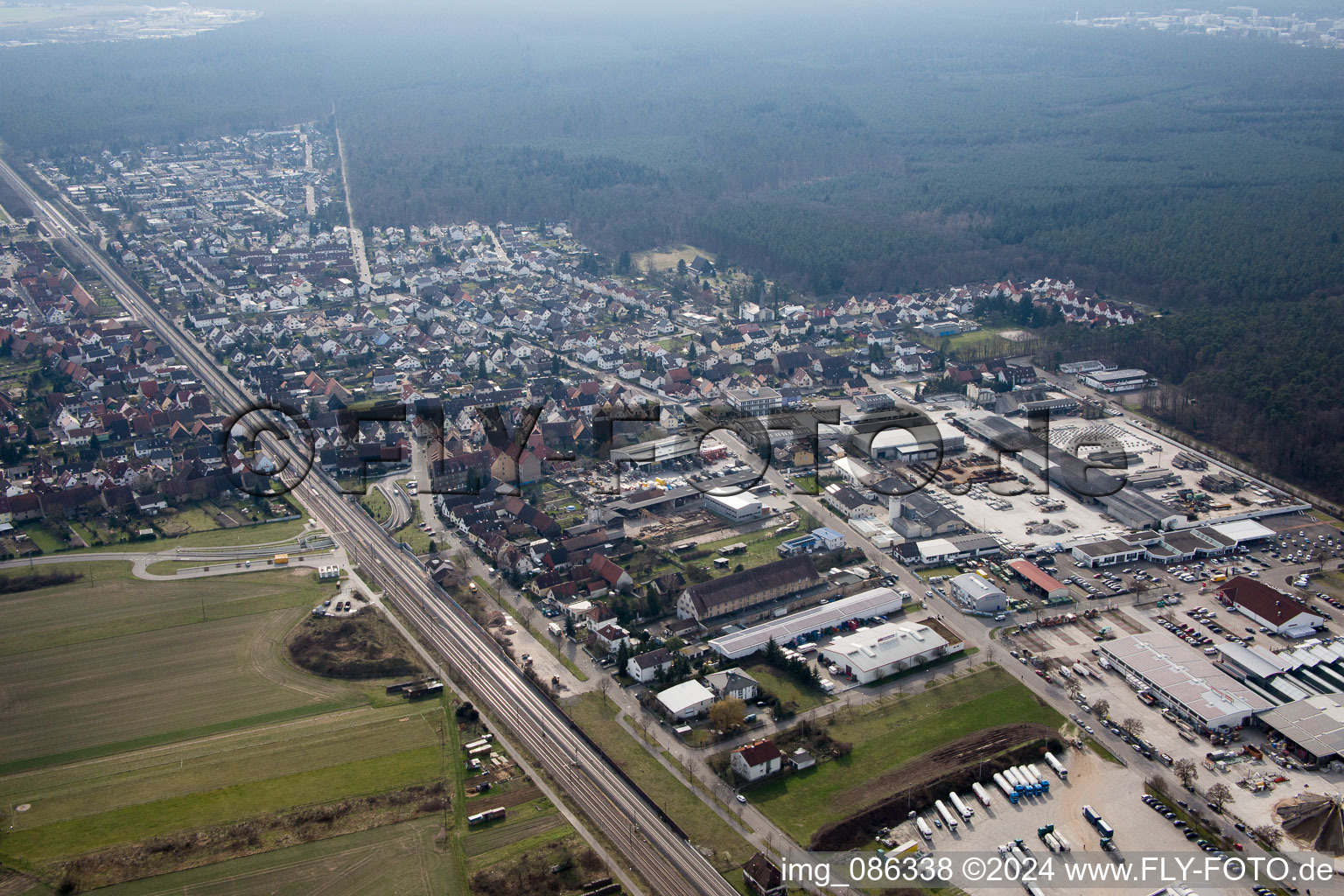 Quartier Friedrichstal in Stutensee dans le département Bade-Wurtemberg, Allemagne d'en haut