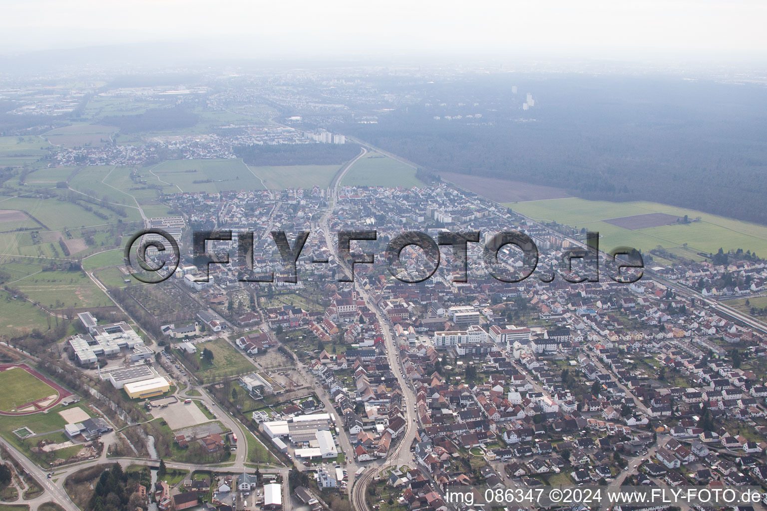 Quartier Blankenloch in Stutensee dans le département Bade-Wurtemberg, Allemagne vue d'en haut