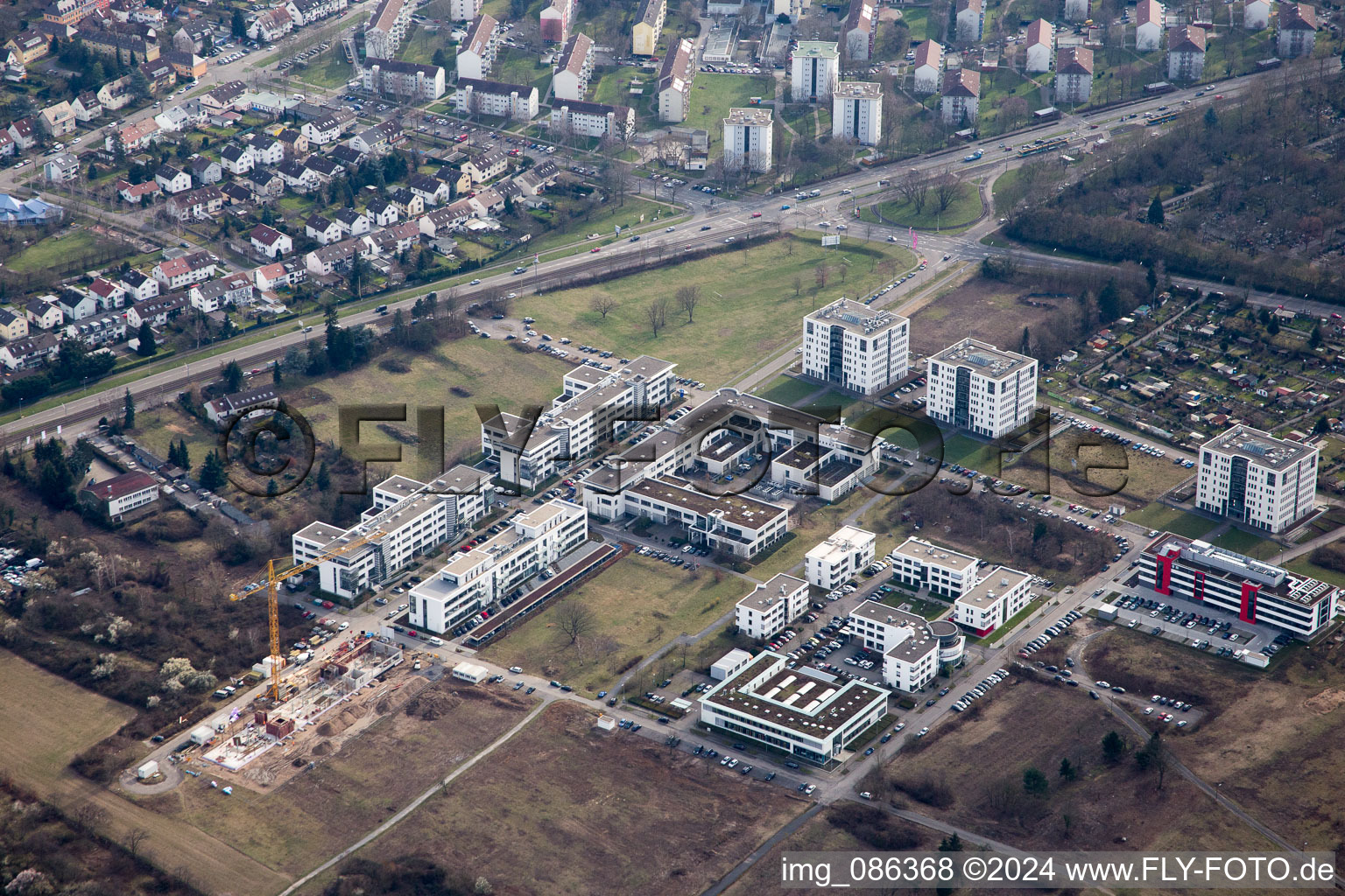 Quartier Rintheim in Karlsruhe dans le département Bade-Wurtemberg, Allemagne d'en haut