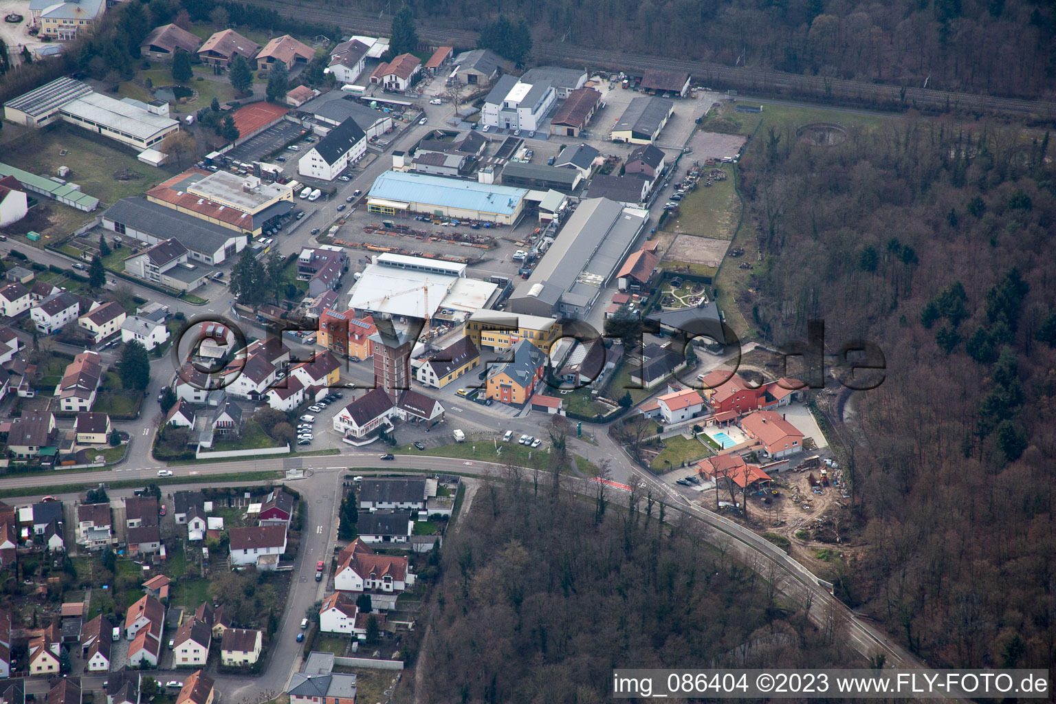 Jockgrim dans le département Rhénanie-Palatinat, Allemagne vue du ciel