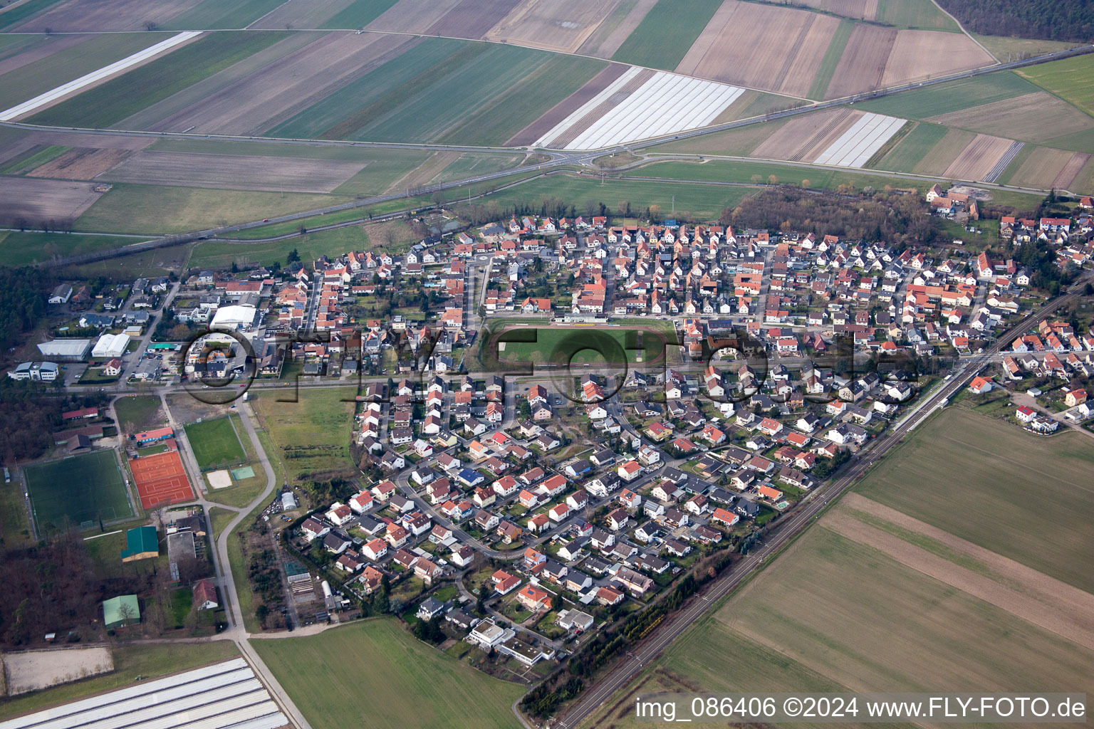 Vue oblique de Rheinzabern dans le département Rhénanie-Palatinat, Allemagne