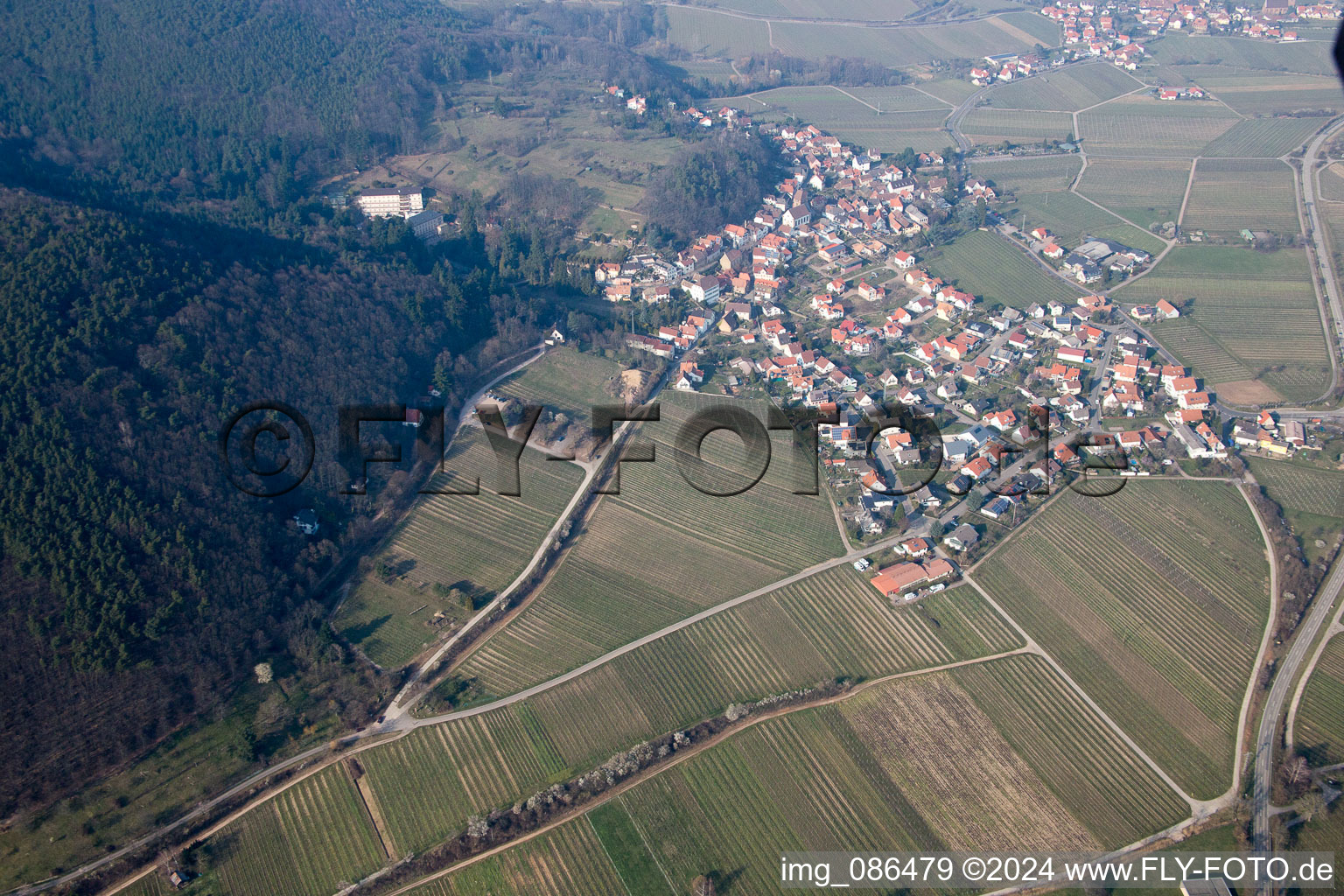 Vue aérienne de Gleisweiler dans le département Rhénanie-Palatinat, Allemagne