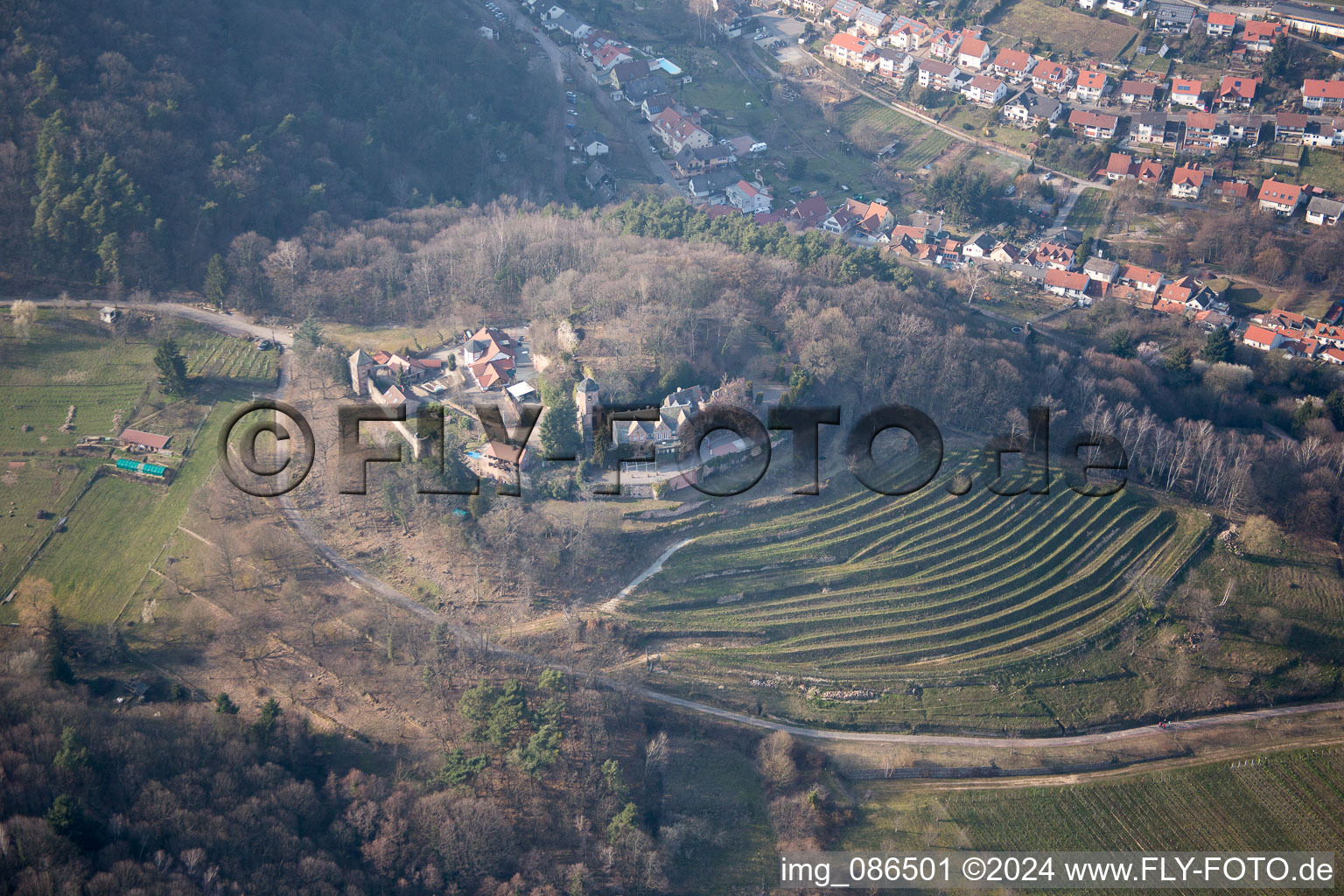 Vue aérienne de Sankt Martin dans le département Rhénanie-Palatinat, Allemagne