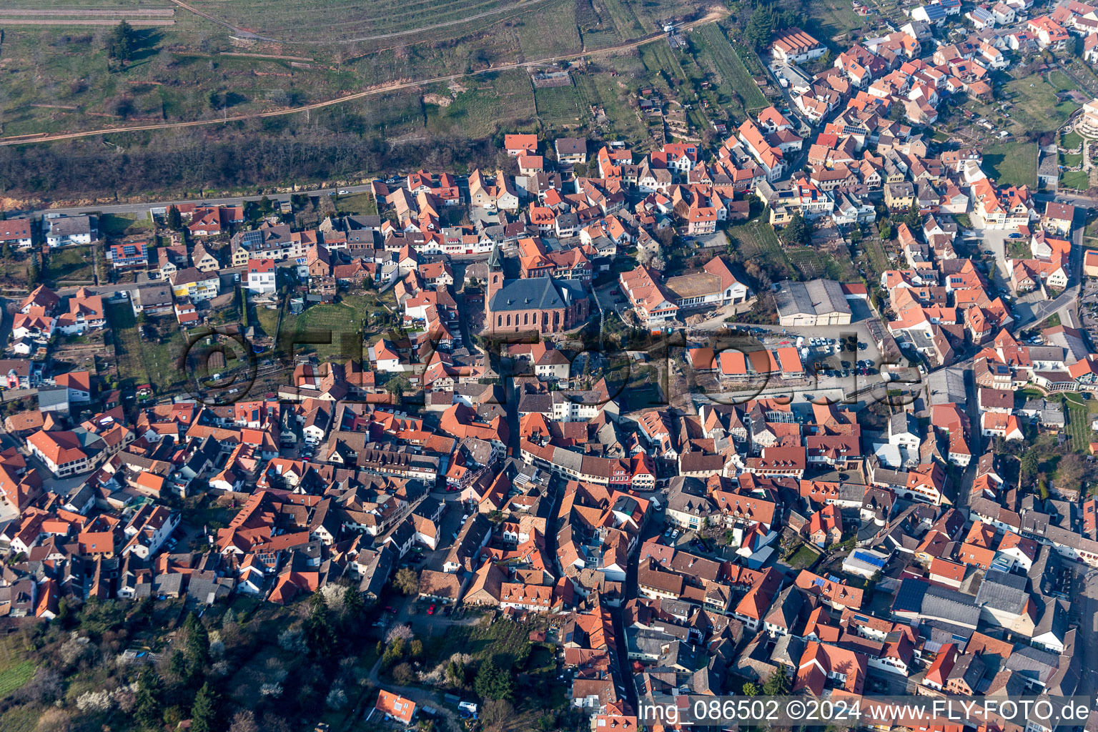 Vue aérienne de Vieille ville et centre-ville à le quartier SaintMartin in Sankt Martin dans le département Rhénanie-Palatinat, Allemagne