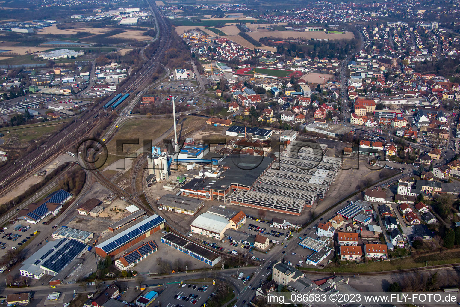 Vue oblique de Zone industrielle SW Glasmacherstr à Achern dans le département Bade-Wurtemberg, Allemagne