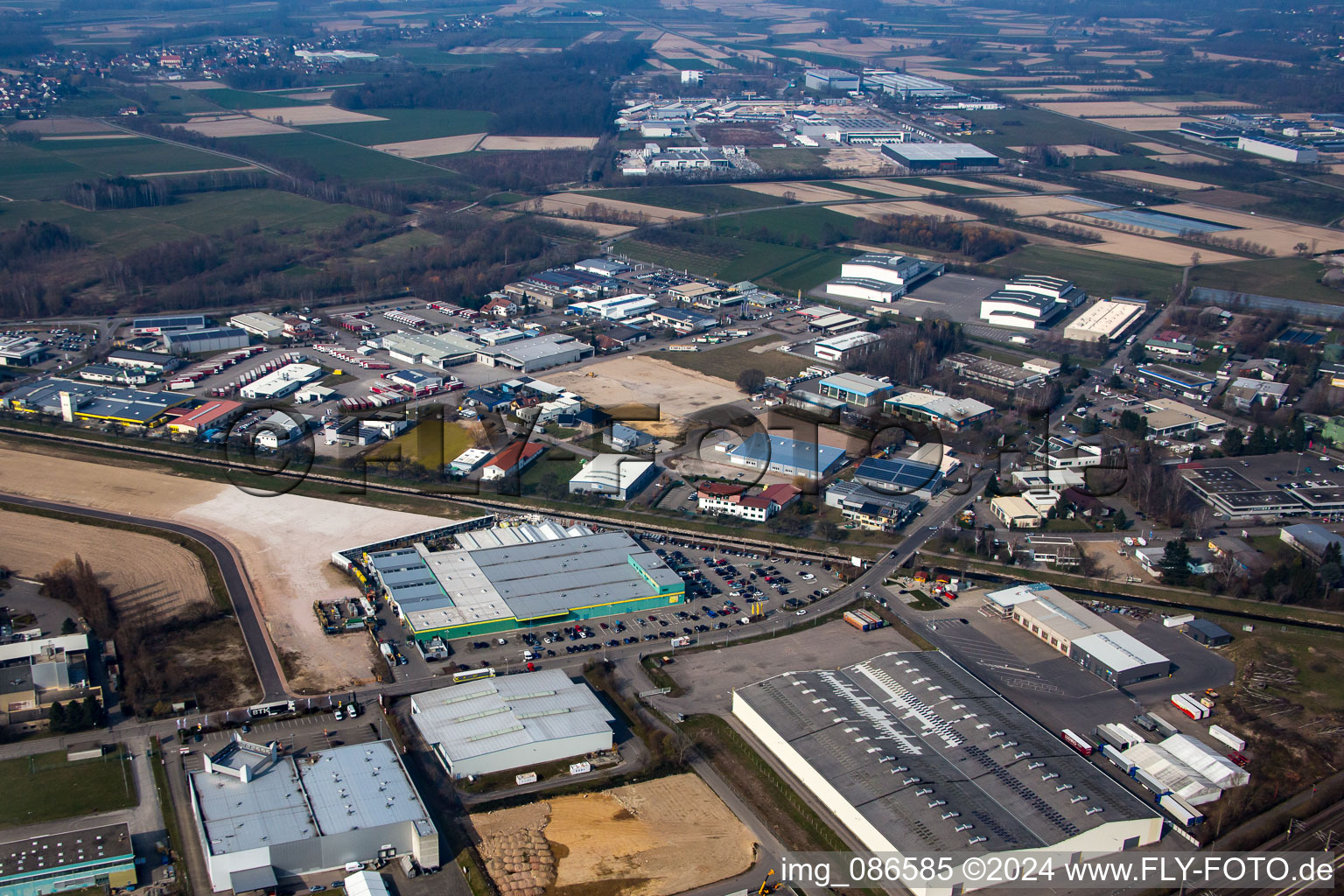 Vue aérienne de Zone industrielle SW à Achern dans le département Bade-Wurtemberg, Allemagne