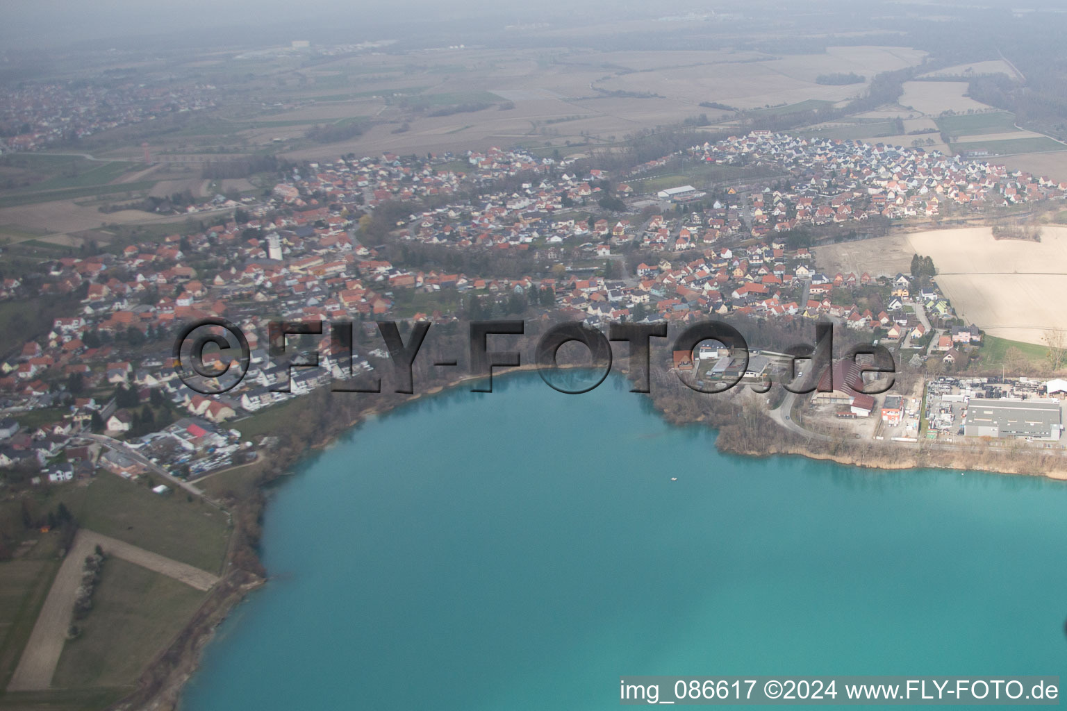 Vue aérienne de Offendorf dans le département Bas Rhin, France